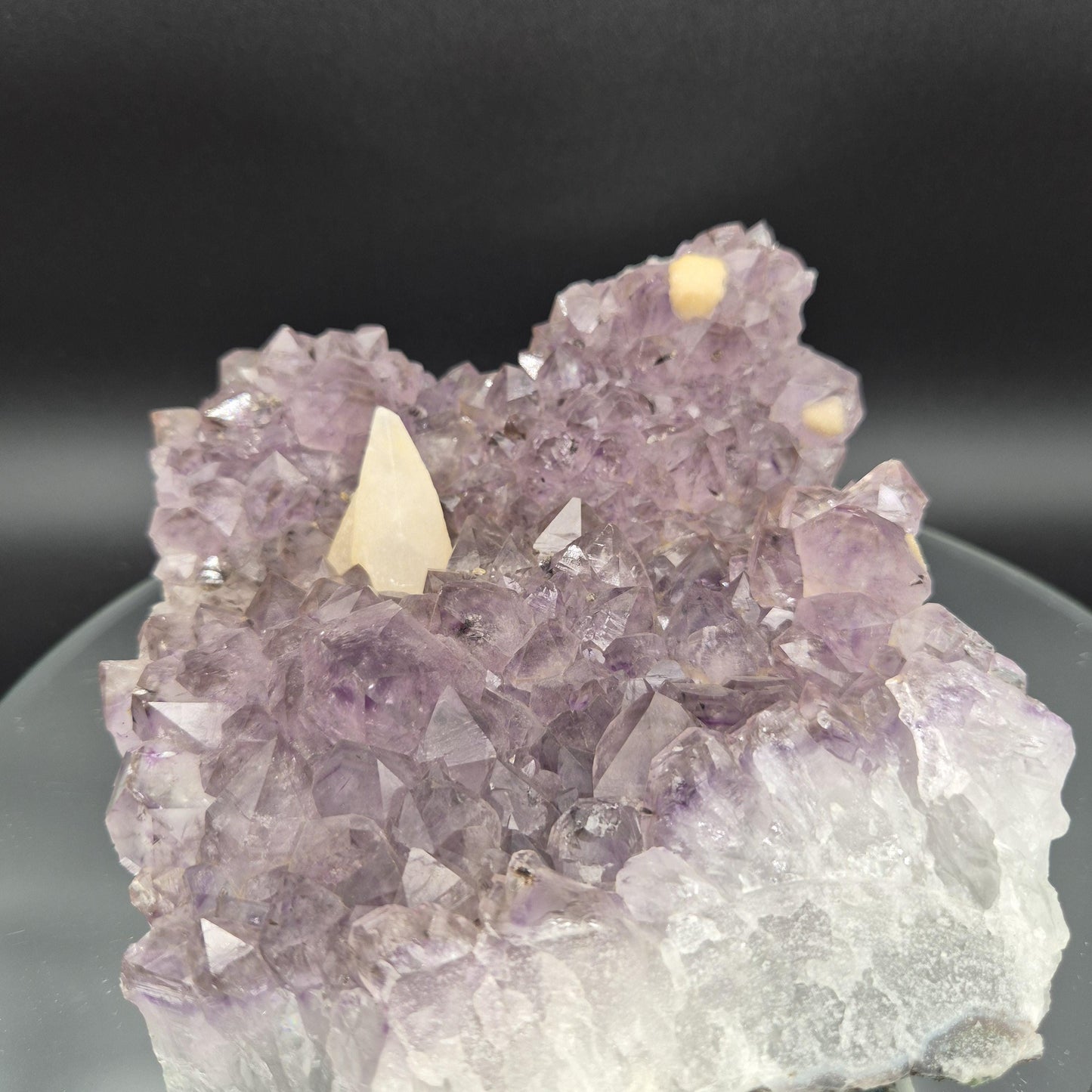 AAA+ Raw Amethyst Cluster with UV Reactive Calcite Points Sugar Calcite Cubes Brazil 6.05 lbs 7x6x4 Collector Crystal Crystal Hoarder