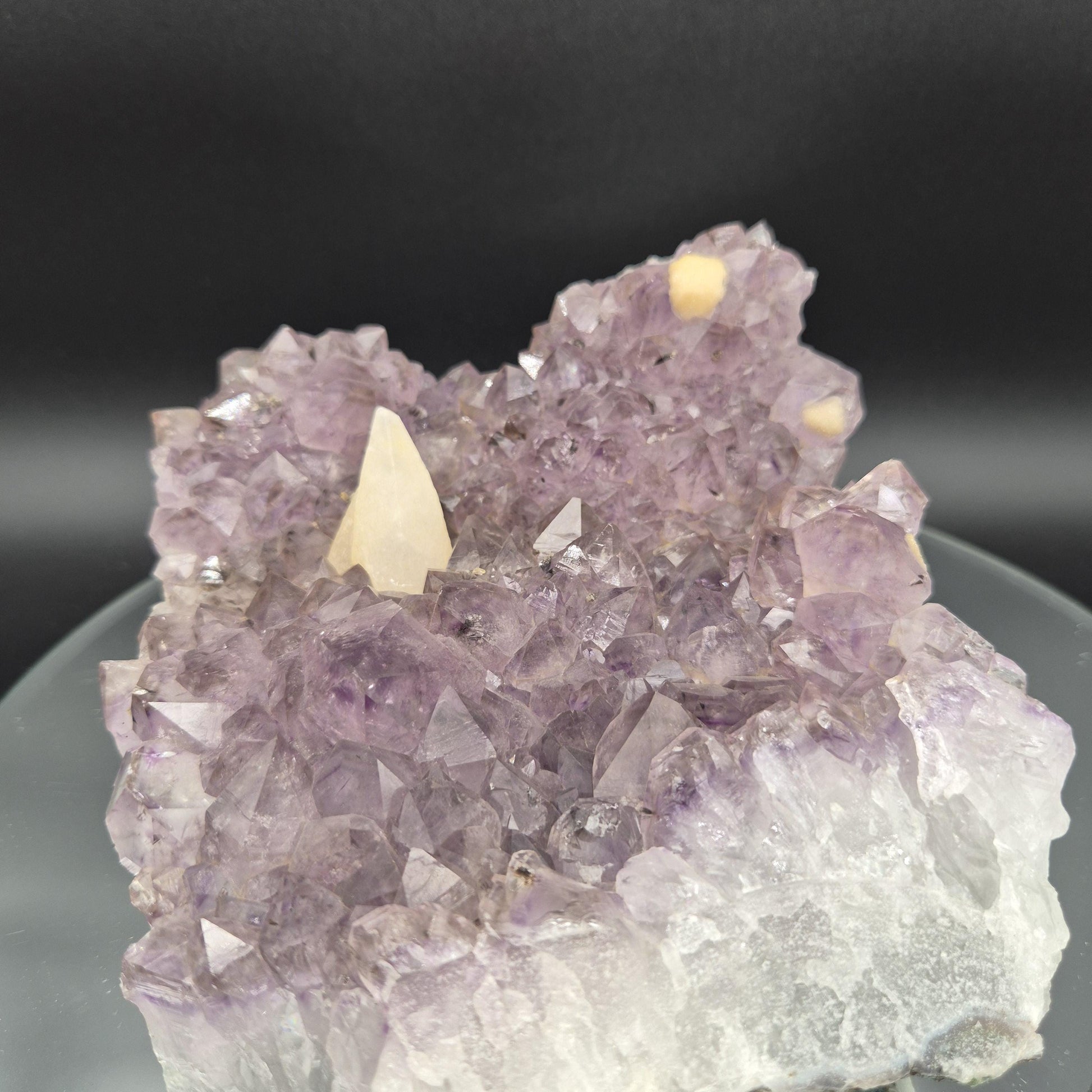 AAA+ Raw Amethyst Cluster with UV Reactive Calcite Points Sugar Calcite Cubes Brazil 6.05 lbs 7x6x4 Collector Crystal Crystal Hoarder