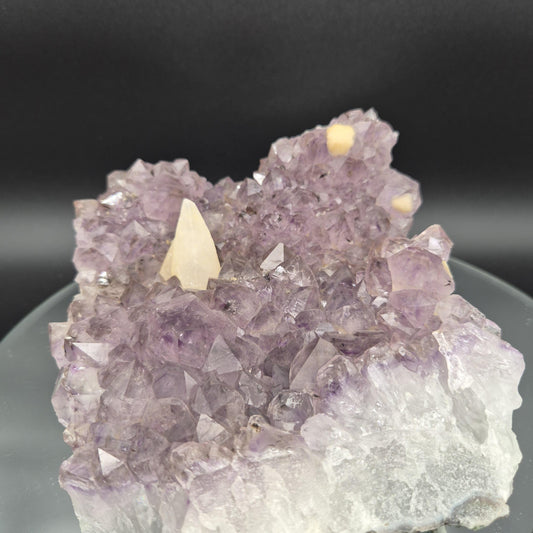 AAA+ Raw Amethyst Cluster with UV Reactive Calcite Points Sugar Calcite Cubes Brazil 6.05 lbs 7x6x4 Collector Crystal Crystal Hoarder