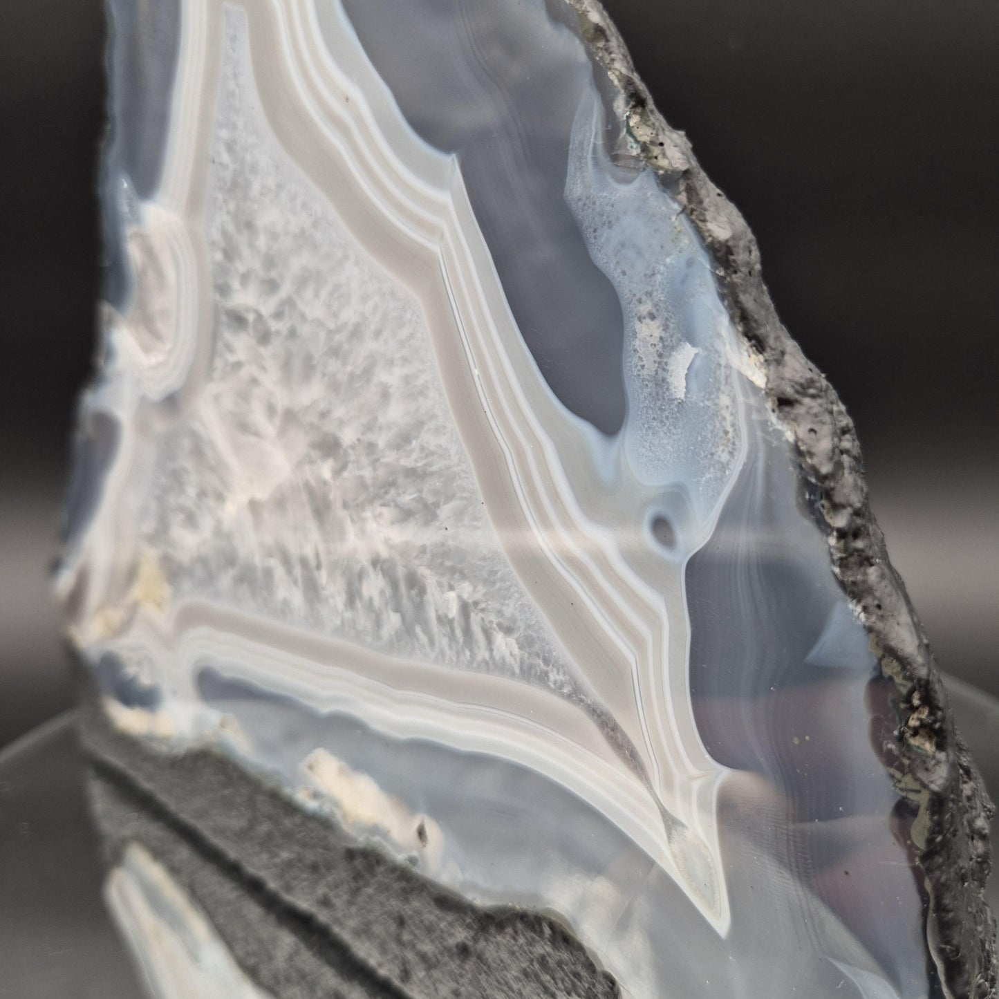 Druzy Amethyst with Blue Banded Agate Cathedral – Brazil – 13.04 lb Statement Specimen Crystal Hoarder