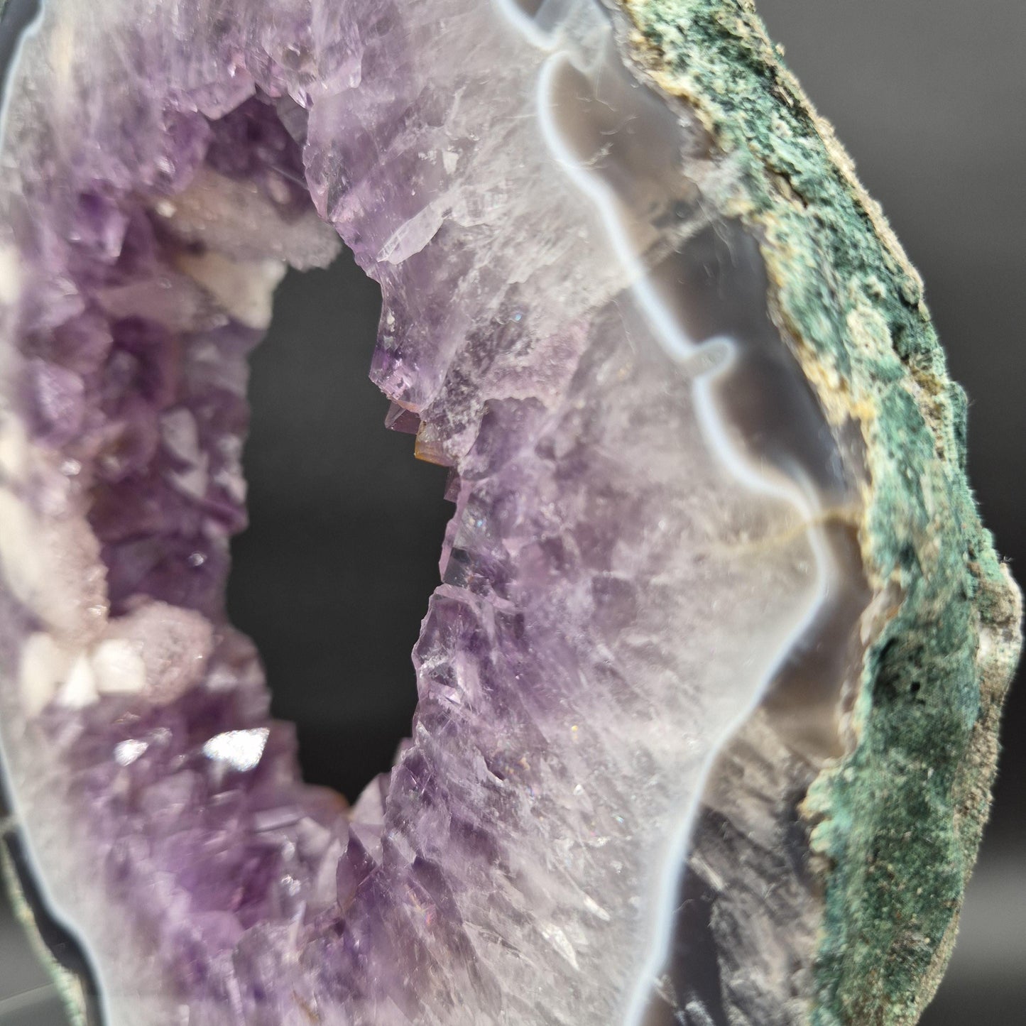 Super Rare AAA+ Amethyst Portal with UV Reactive Calcite Quartz Blue Agate Brazil 5.07 lbs 9.5x7.5x1.5 Collector Crystal Crystal Hoarder