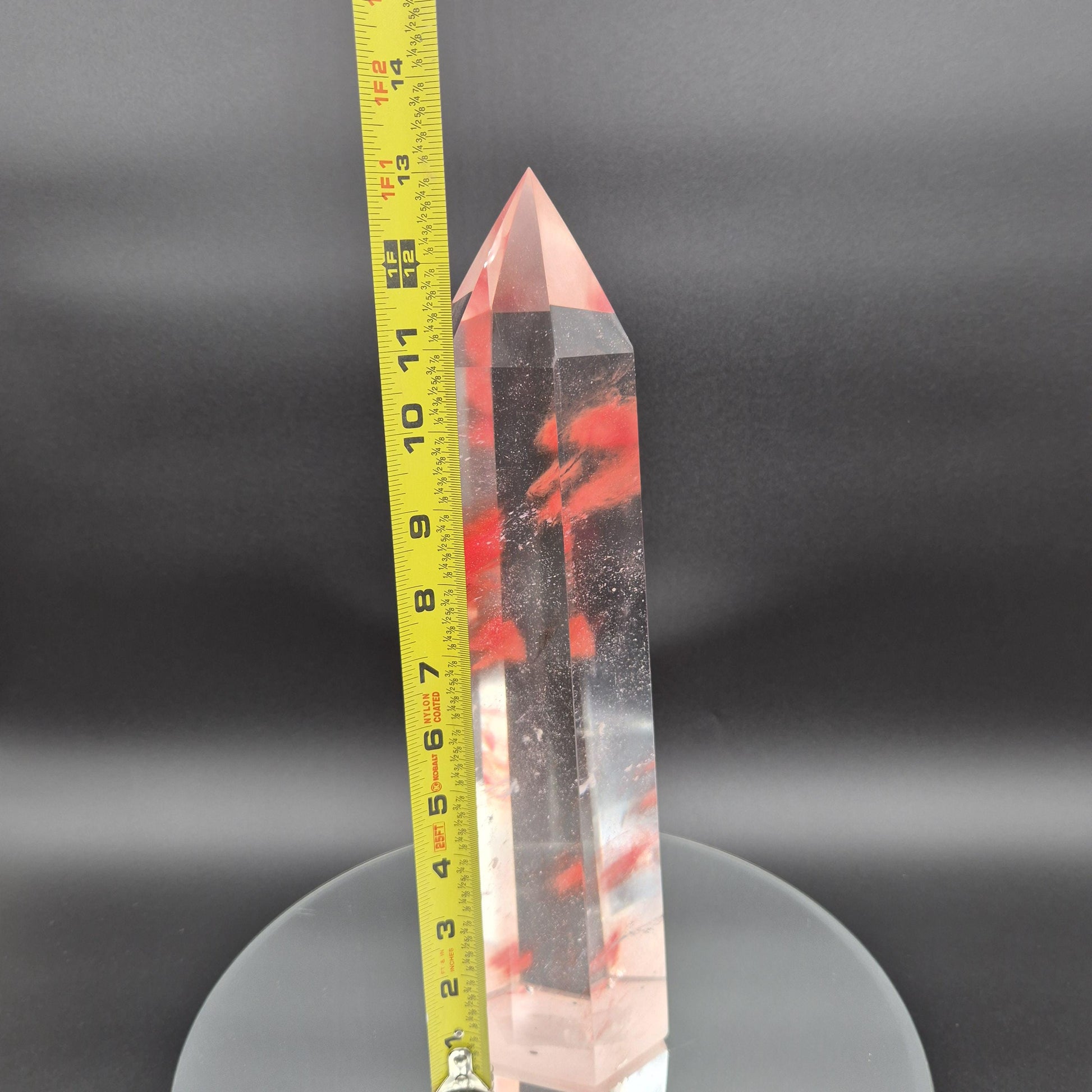 Rare Smelting Quartz Tower with Red Cloud Inclusions - Clear Quartz Crystal Tower - Natural Formation Specimen - 6.52 lbs | 13.5in Tall Crystal Hoarder
