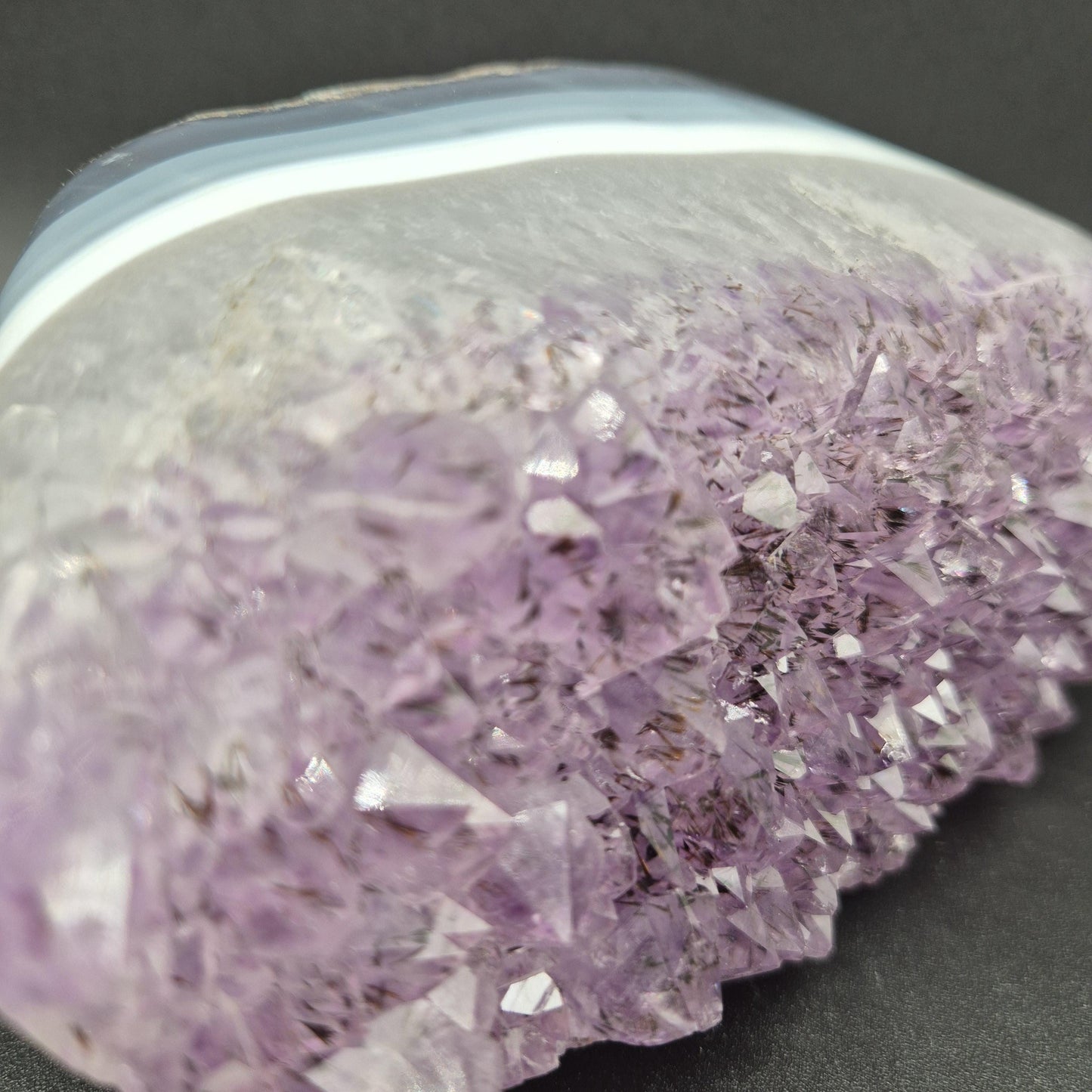 AAA+ Amethyst with Black Hematite Blue Banded Agate Freeform 6.92 lbs 9x4x3.5 Brazil Collector Crystal Crystal Hoarder