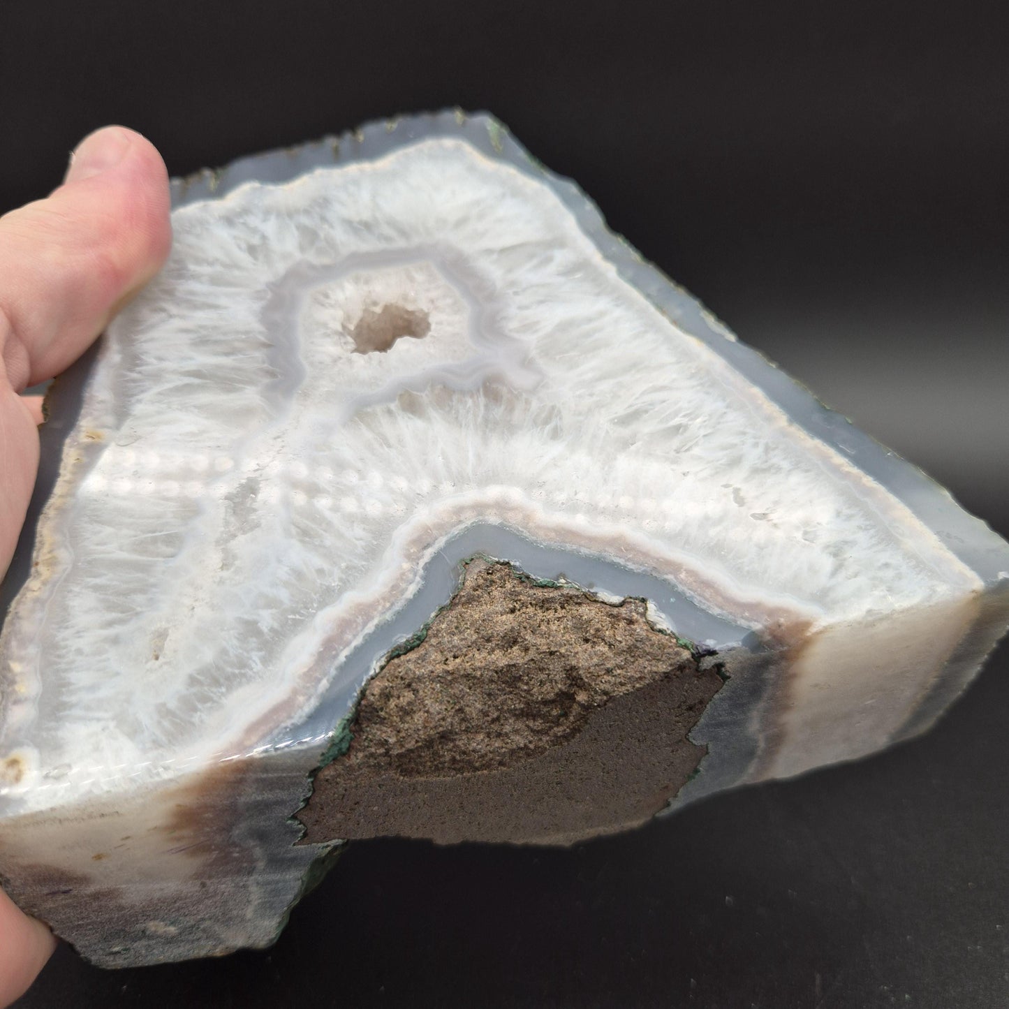 5.06 lb Druzy Amethyst with Blue Agate Cut Base – 6"x6"x2.5" – Brazil Crystal Hoarder