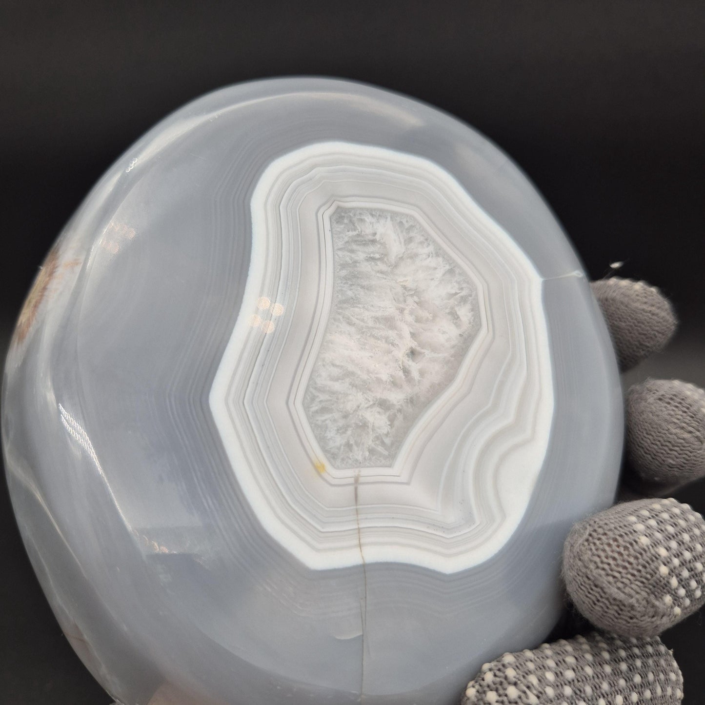 AAA+ Blue Banded Agate Quartz Bowl Brazil 5.5x5x1 1.5 lbs - Can be Backlit Crystal Hoarder