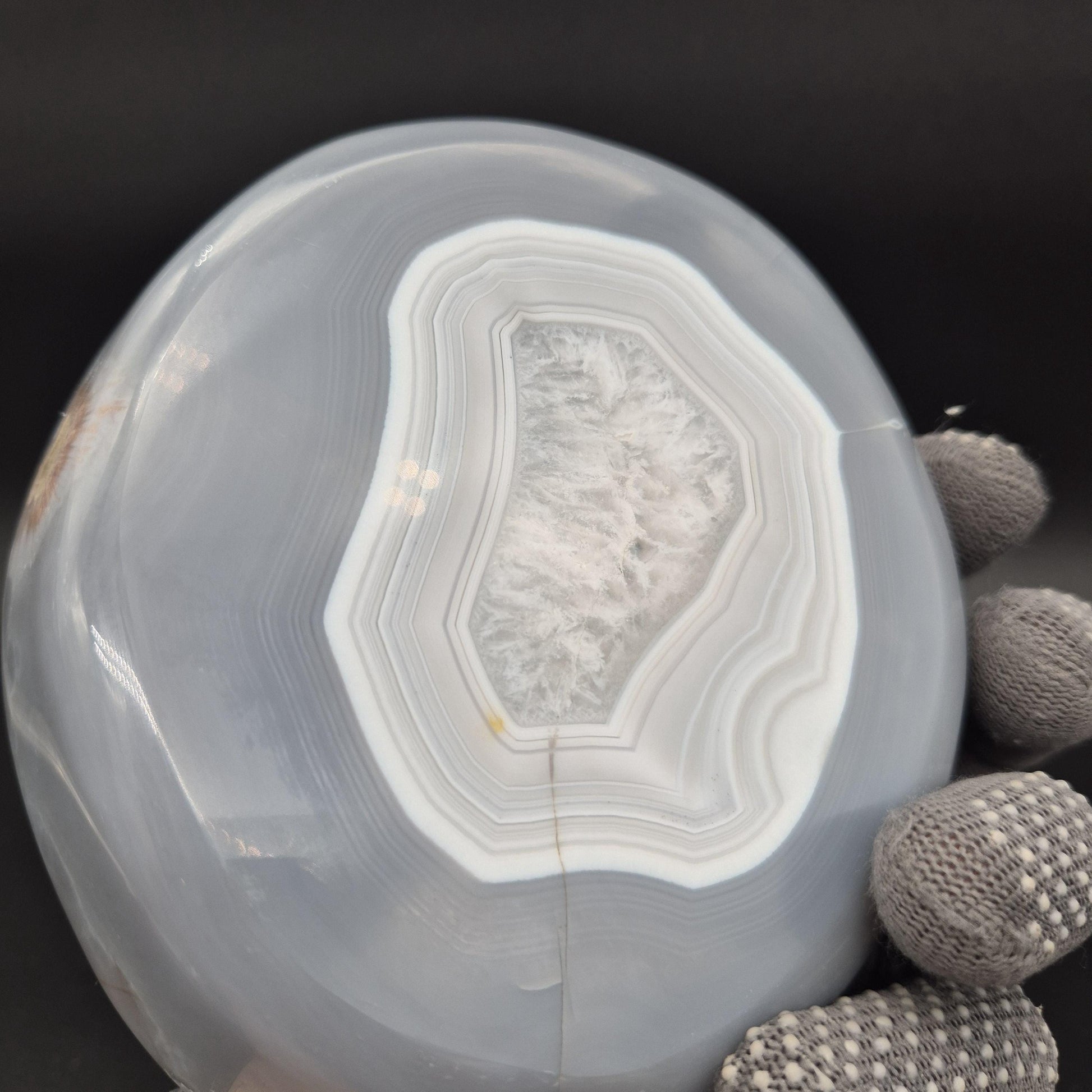 AAA+ Blue Banded Agate Quartz Bowl Brazil 5.5x5x1 1.5 lbs - Can be Backlit Crystal Hoarder