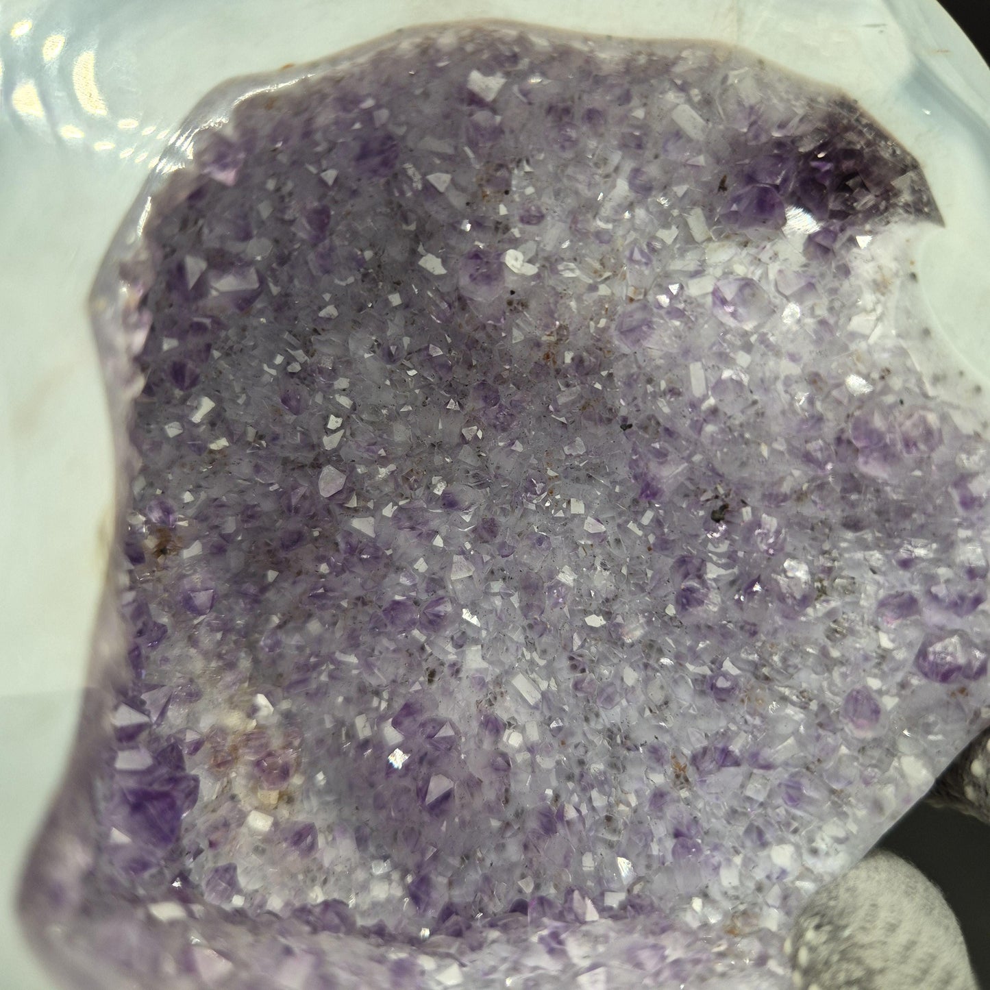 AAA+ Fully Polished Druzy Amethyst with Blue Banded Agate Freeform Brazil 3.21 lbs Crystal Hoarder