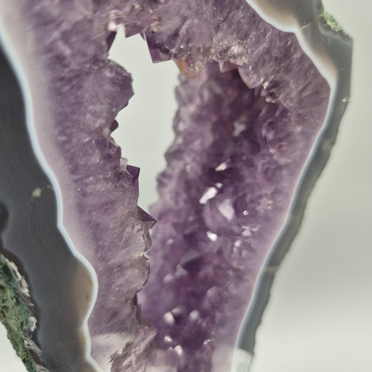 AAA+ Amethyst Portal with Blue Banded Agate | Brazil Amethyst Geode | Natural Crystal Portal Specimen | Collector Display Crystal Hoarder
