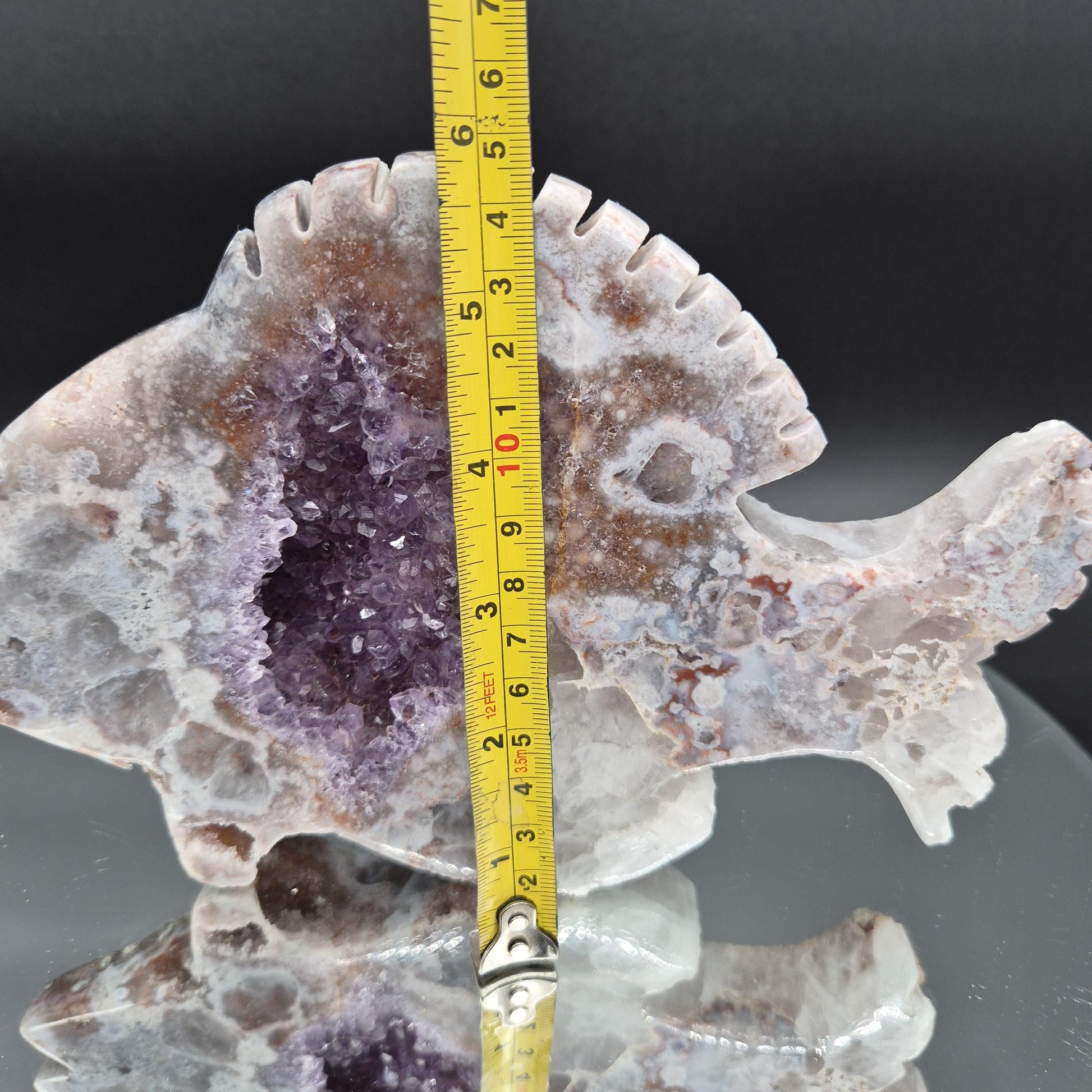 AAA+ Pink and Purple Amethyst Fish Polished Brazil - 8.5x5.5x1 - 2.89 lbs Crystal Hoarder