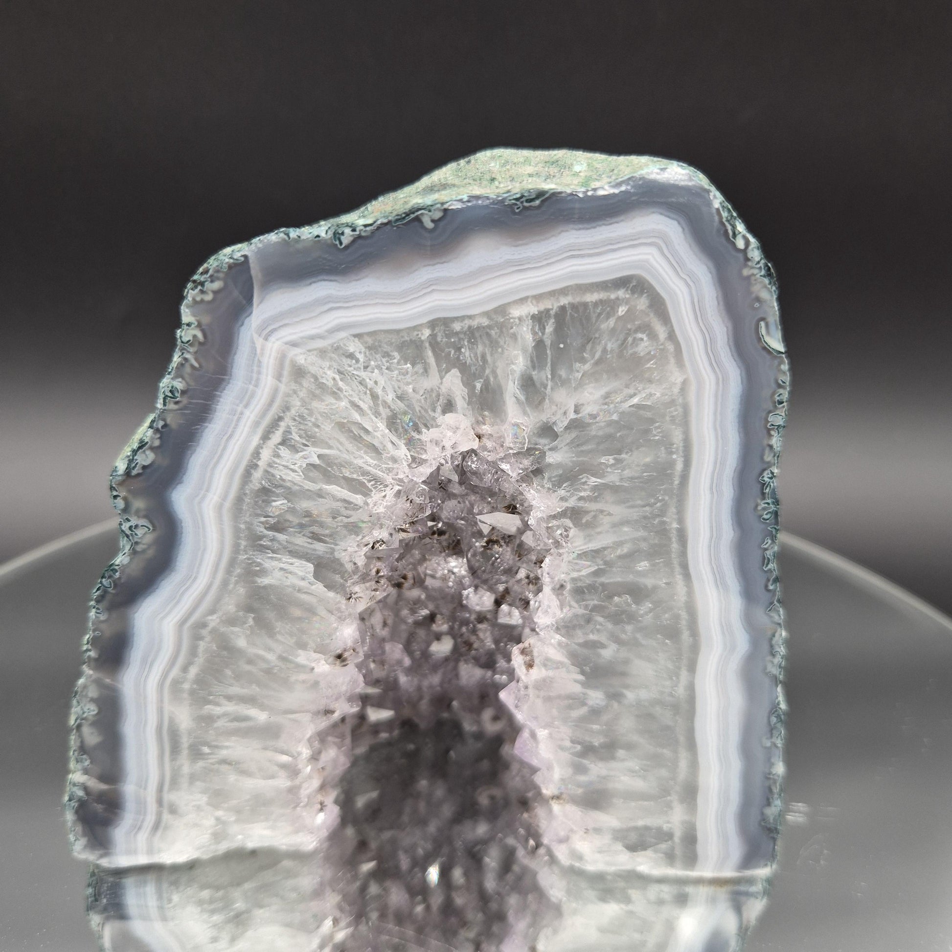 Amethyst Black Hematite Blue Banded Agate Cut Base Natural Back Brazil 5.33 lbs Crystal Hoarder