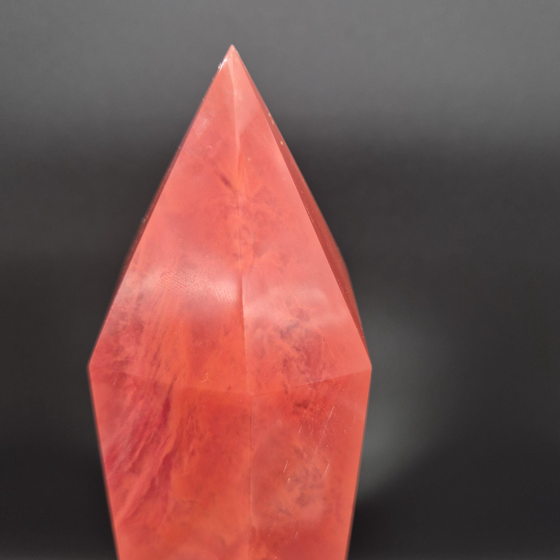 Huge Red Quartz Tower - Man Made Smelted Quartz - 6.11 lbs - 17.5in x 3in - Polished Crystal Point Statement Piece Crystal Hoarder