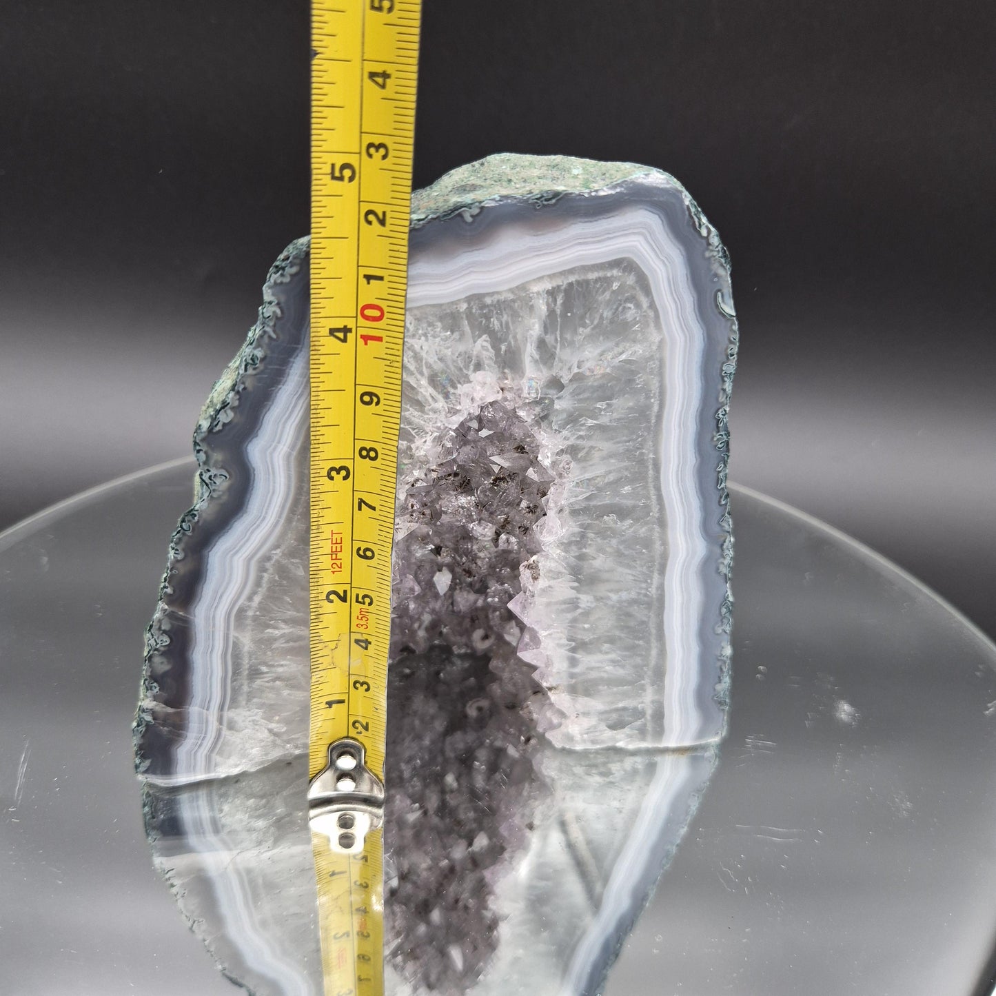 Amethyst Black Hematite Blue Banded Agate Cut Base Natural Back Brazil 5.33 lbs Crystal Hoarder