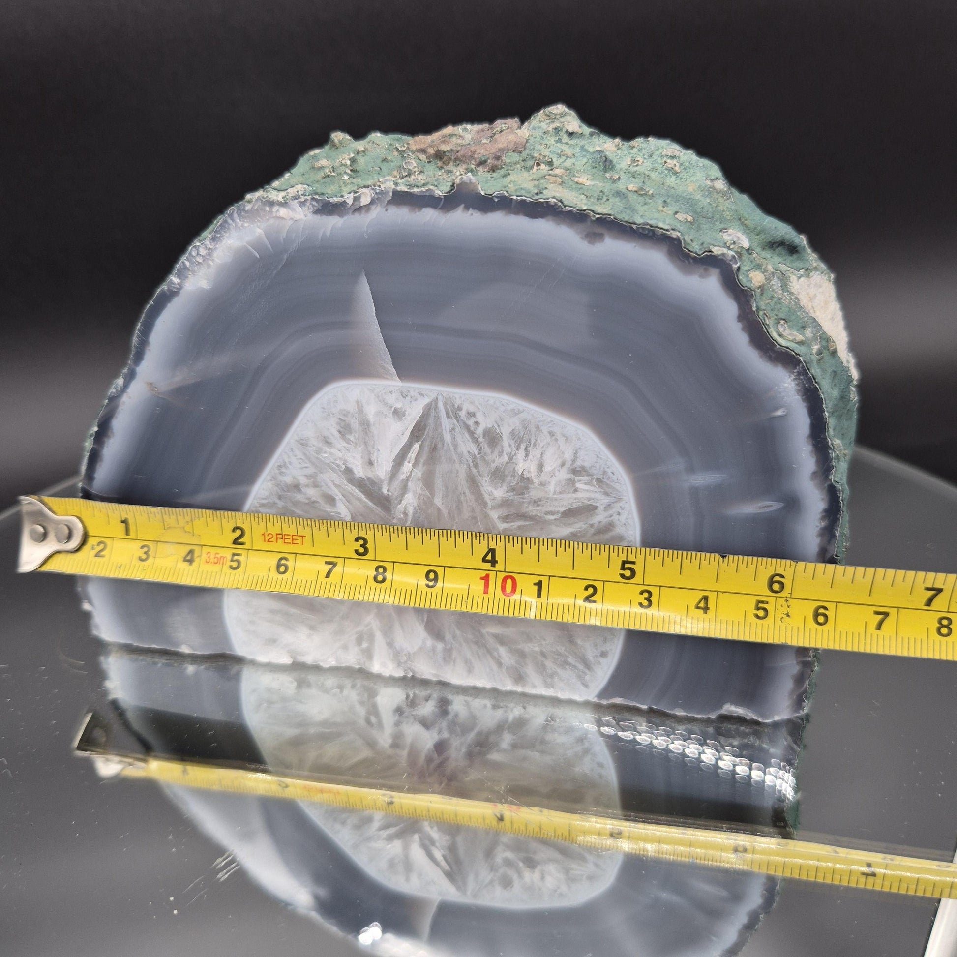 Amethyst with Blue Banded Agate Slab Brazil 2.56 lbs 6x4x1.5 Crystal Display Crystal Hoarder