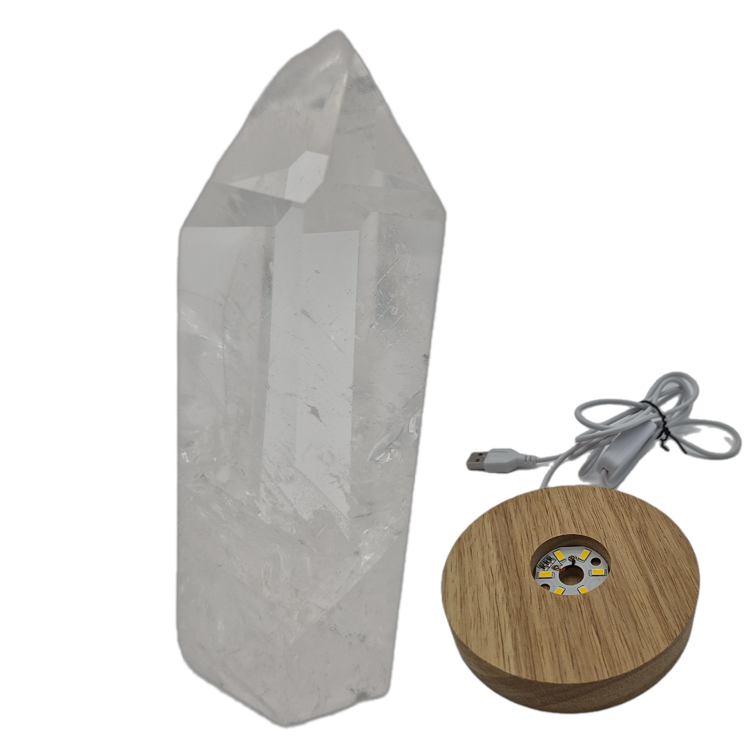 Water Clear Quartz Crystal Point with Inclusions - Brazil, 11oz Natural Specimen (Optional LED Base) Crystal Hoarder