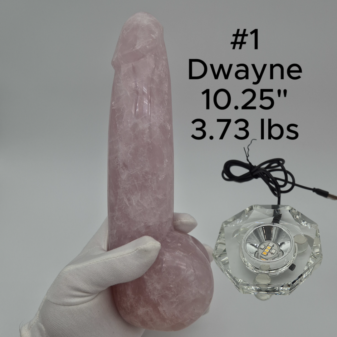 Rose Quartz Penis Sculpture - Unique Hand-Carved Crystal Art Optional LED Display Stand Crystal Hoarder