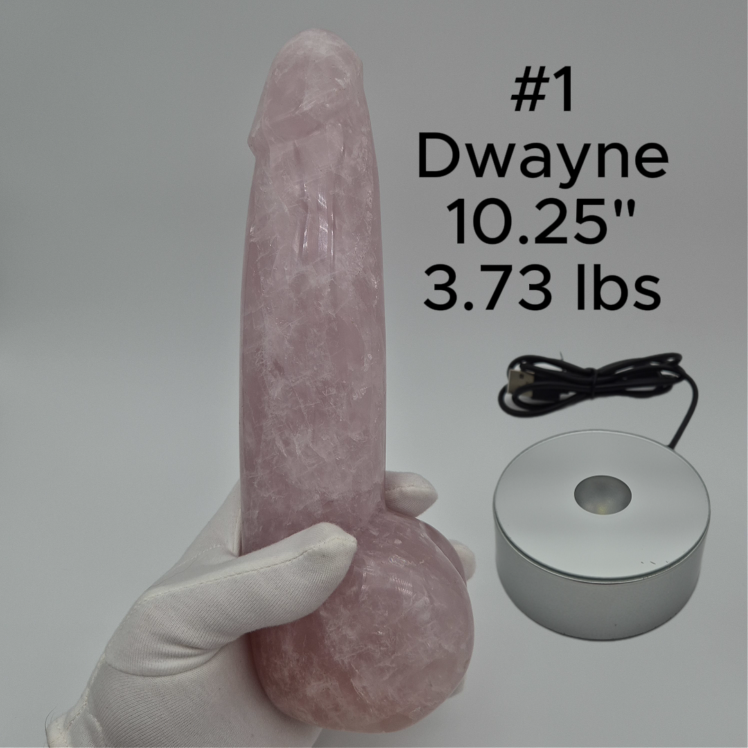 Rose Quartz Penis Sculpture - Unique Hand-Carved Crystal Art Optional LED Display Stand Crystal Hoarder