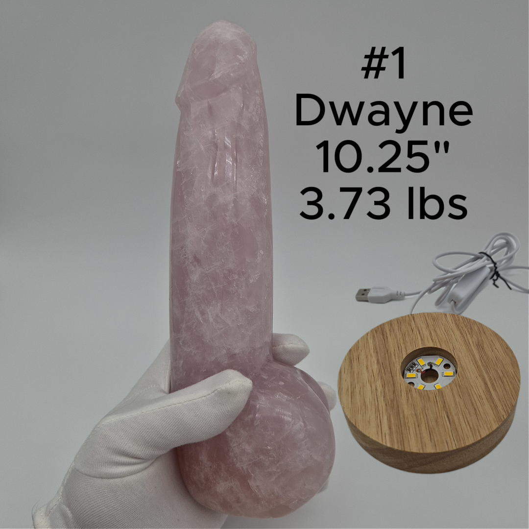 Rose Quartz Penis Sculpture - Unique Hand-Carved Crystal Art Optional LED Display Stand Crystal Hoarder