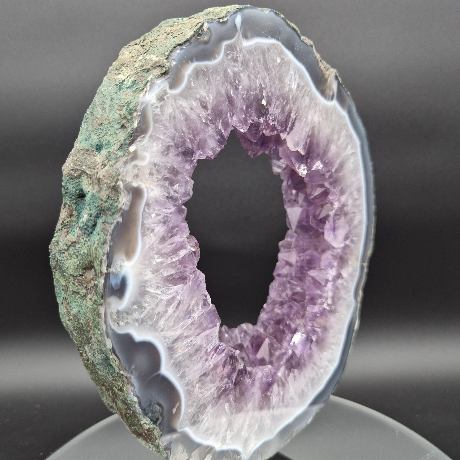 AAA+ Super Rare Amethyst Portal with UV Reactive Calcite Blue Agate 10.5x7.5x1.5 5.12 lbs Brazil Crystal Hoarder