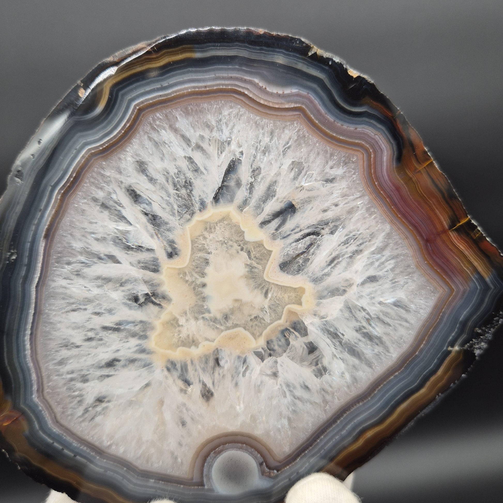 AAA+ Rare Agate Slice Set of 7 | 3.5-5in Large Quartz Crystal Centers | 2.44 lbs Natural Banded Agate | Collector Grade Statement Pieces Crystal Hoarder