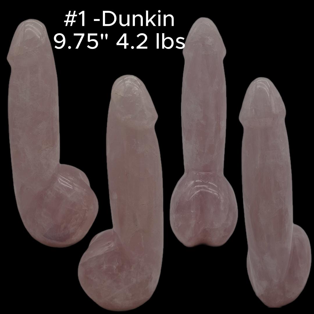 Rose Quartz Penis Sculptures - “The D Collection” - Carved Crystal Art, 6 Unique Sizes, Optional LED Display Stand Crystal Hoarder