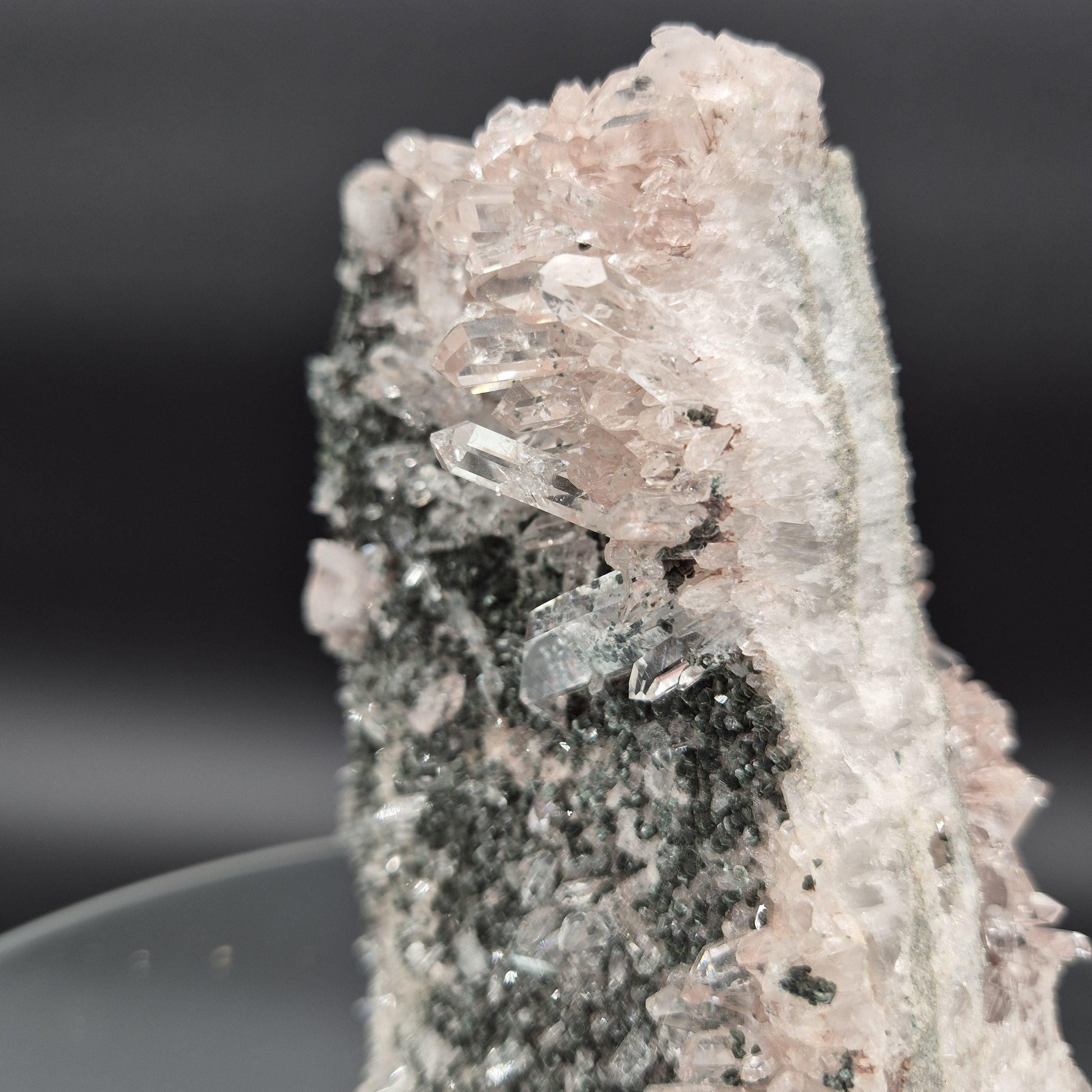 AAA+ Large Double-Sided Water Clear Pink Lemurian Points with Chlorite - Colombia, 2.73 lbs, 6 x 4in Crystal Hoarder