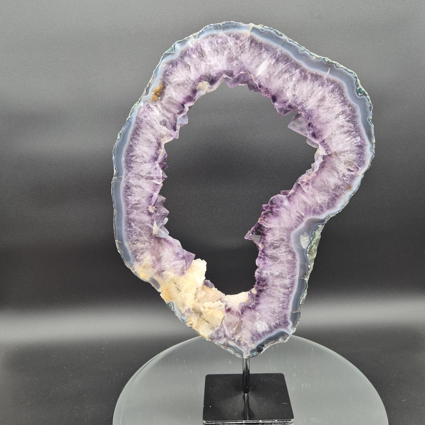 AAA+ Amethyst Portal with UV Reactive Calcite Brazil 16x10x1.5 7.16 lbs Crystal Hoarder