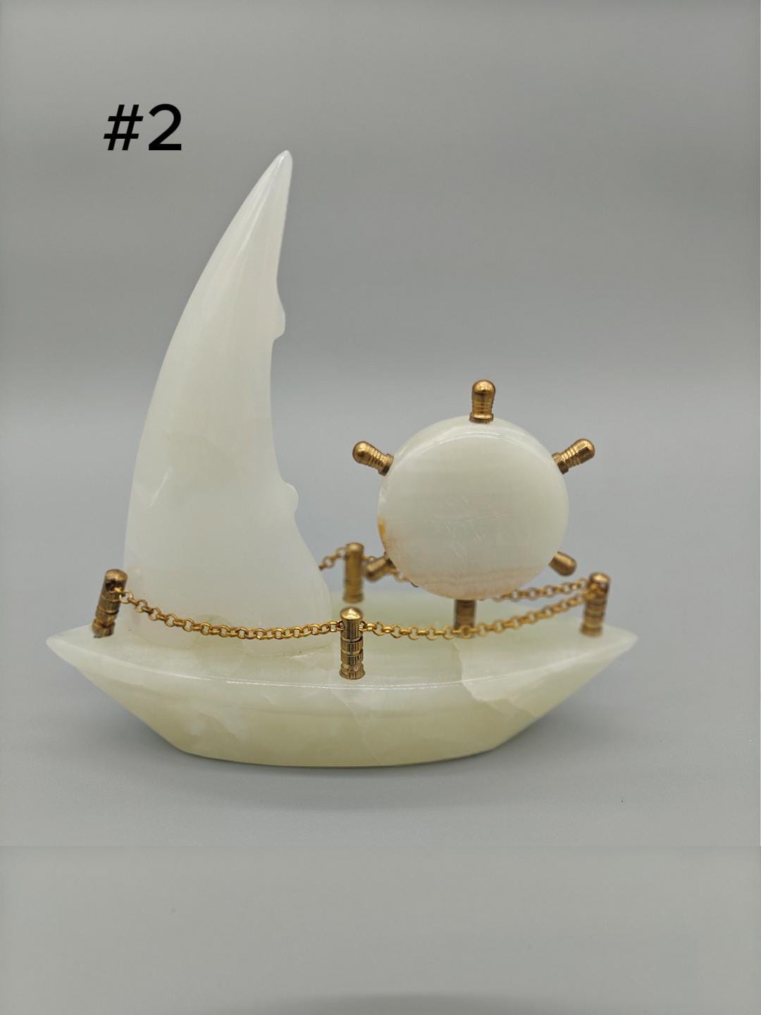 Onyx Sailboat Clock - Nautical Desk Decor, Luxury Crystal Timepiece with Optional light up base Crystal Hoarder