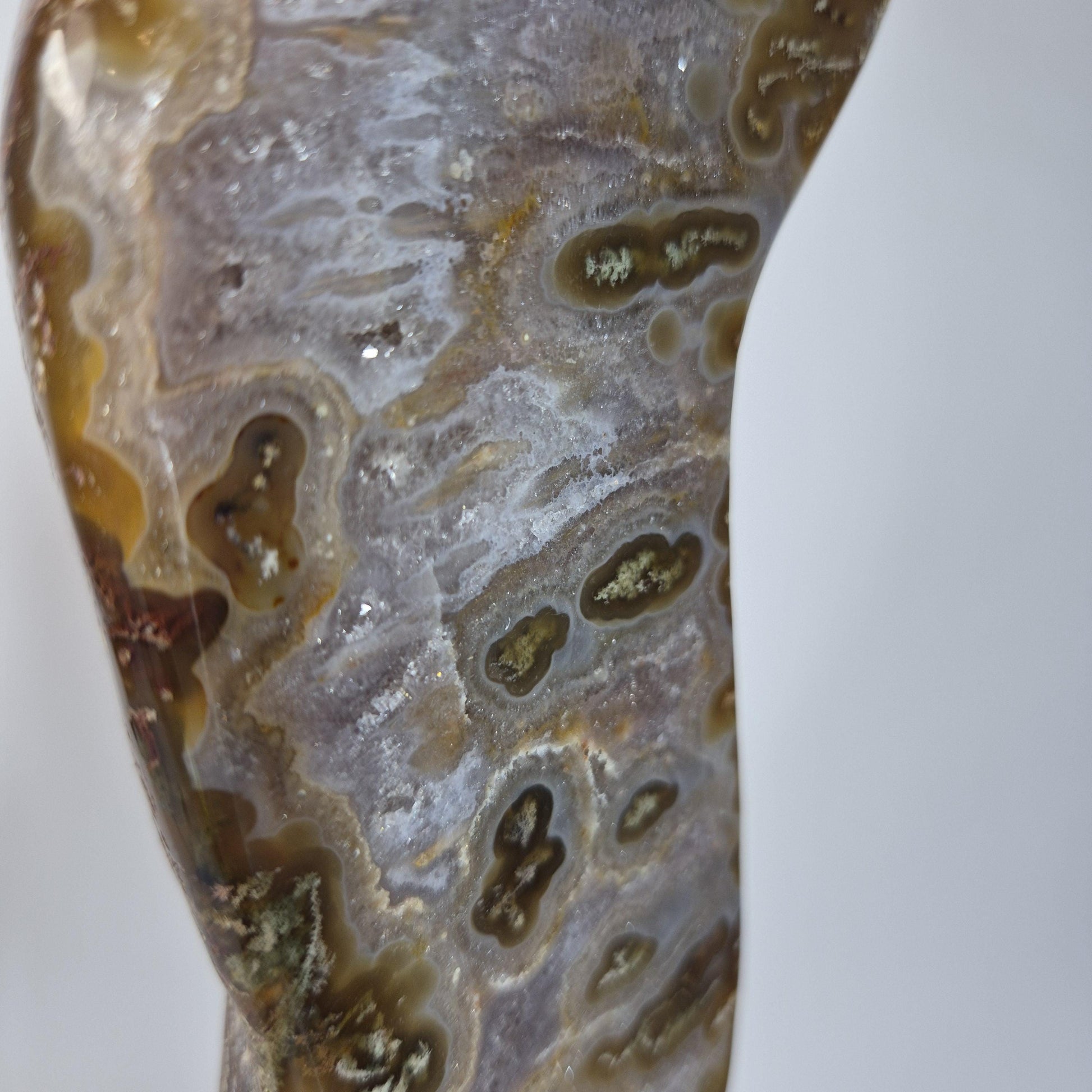 Super Rare Agate Slab with Druzy on Stand - 16.5in Tall Statement Crystal, Natural Mineral Display, 3.825 lb Collector Specimen Crystal Hoarder