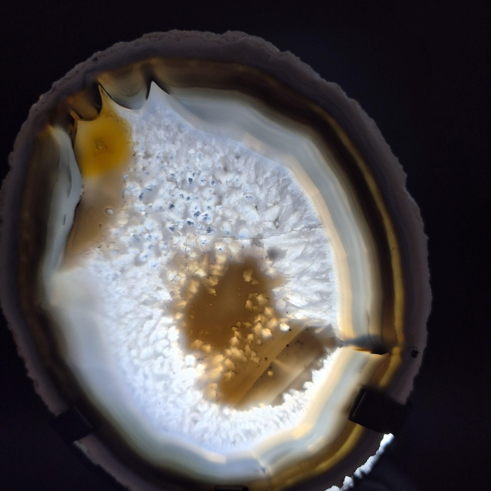 AAA+ Super Rare White and Dark Blue Agate Slice with Quartz Brazil 1.03 lbs Crystal Hoarder