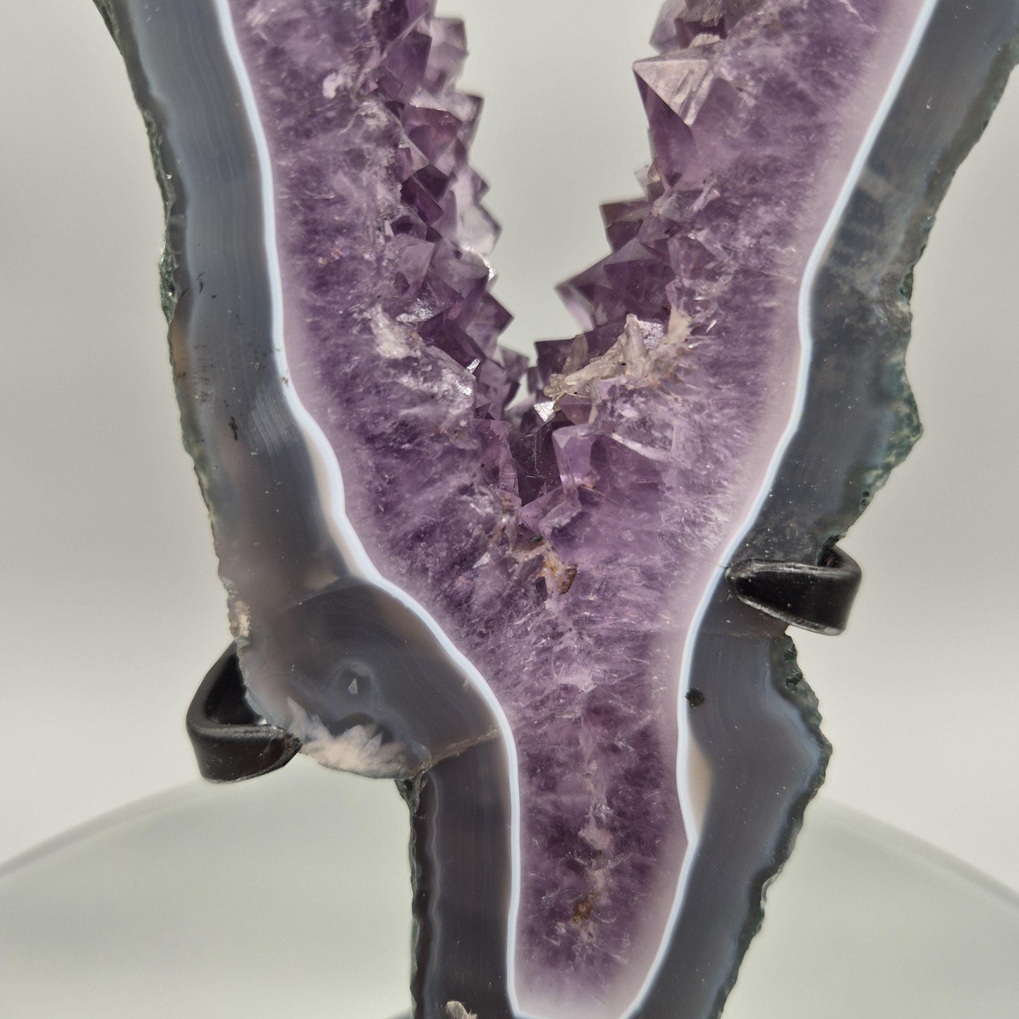 AAA+ Amethyst Portal with Blue Banded Agate | Brazil Amethyst Geode | Natural Crystal Portal Specimen | Collector Display Crystal Hoarder
