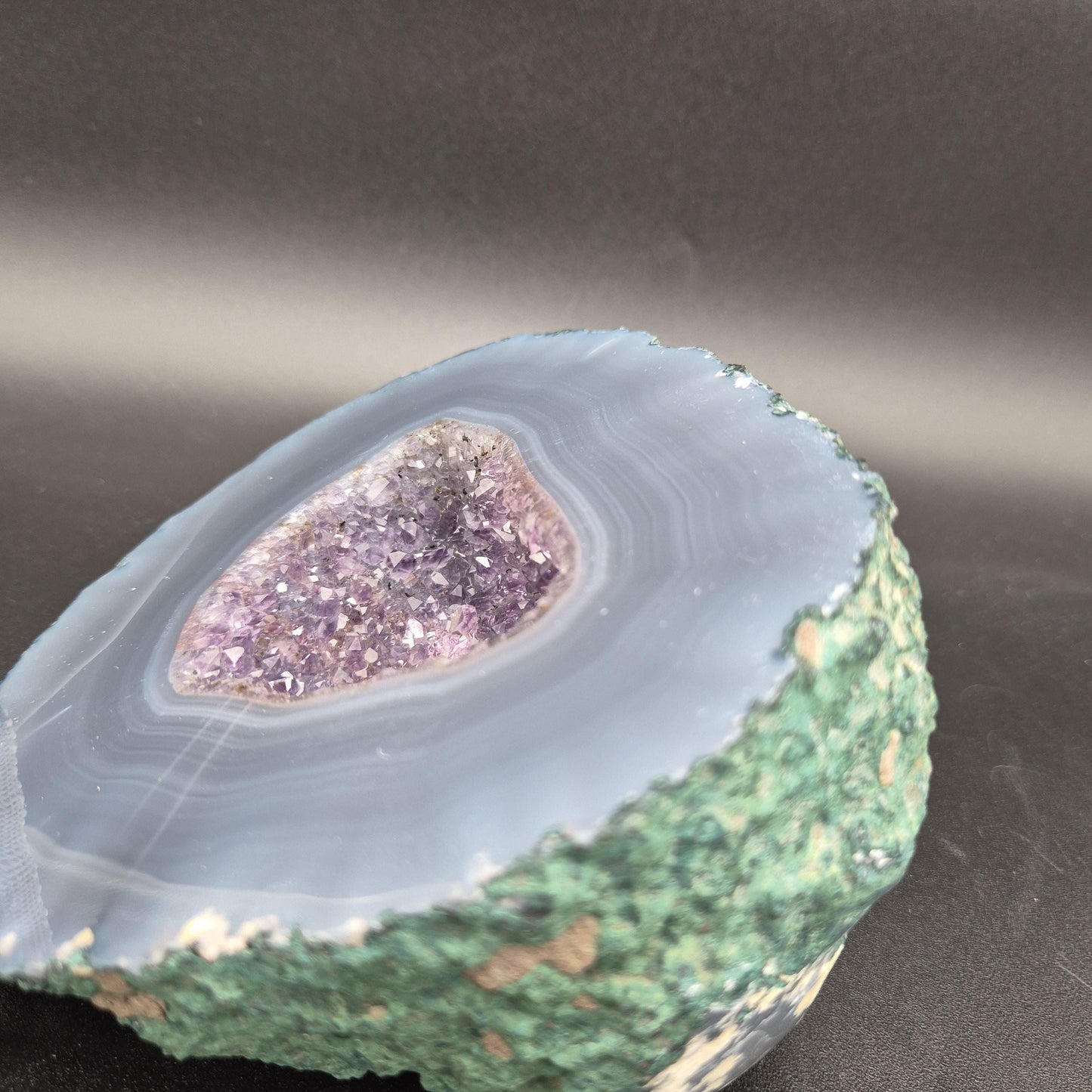 Rare AAA+ Druzy Amethyst with Dark Blue Agate Brazil 4.68 lbs 6.5x5.5x3.5 Collector Crystal Crystal Hoarder