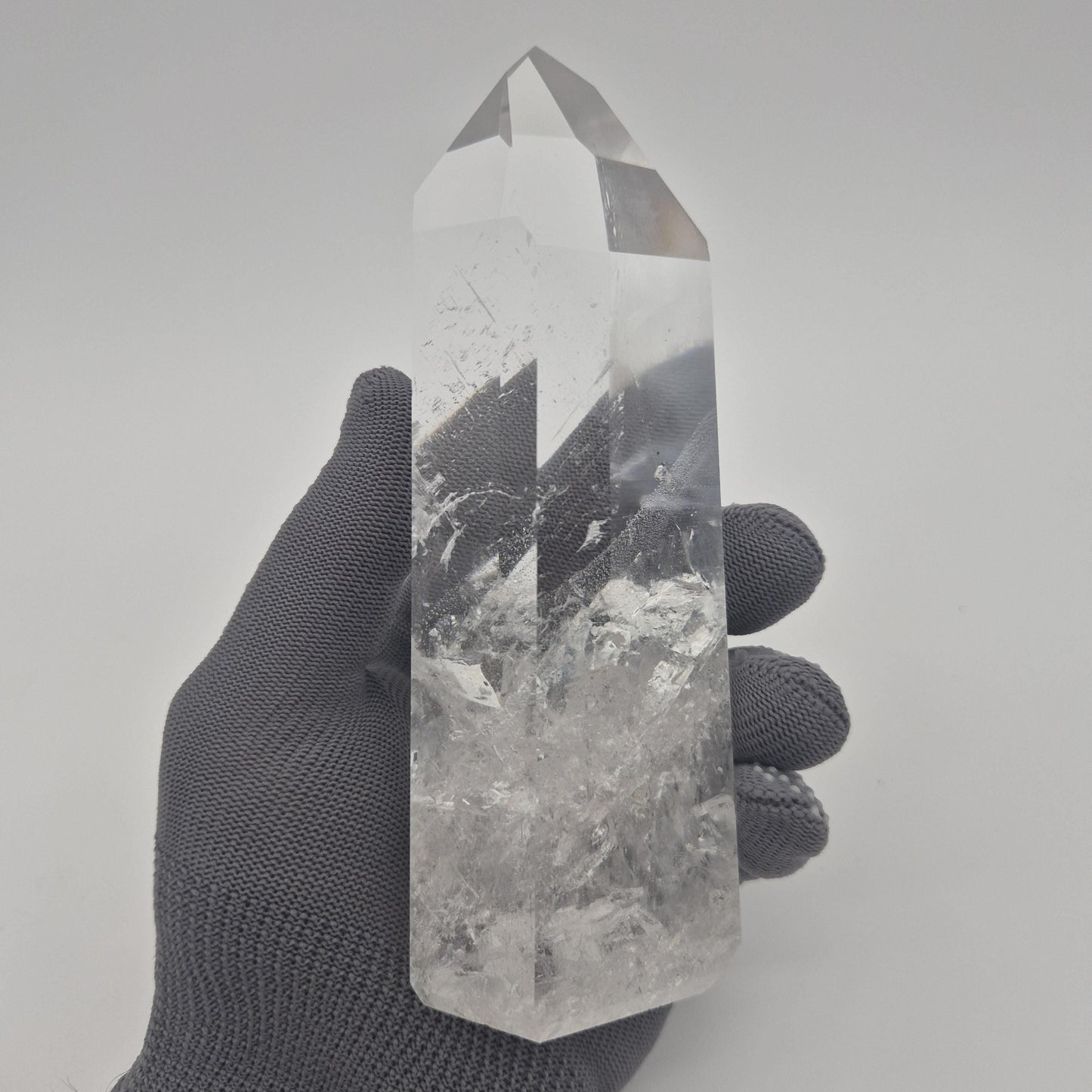Water Clear Quartz Crystal Point with Inclusions - Brazil, 11oz Natural Specimen (Optional LED Base) Crystal Hoarder