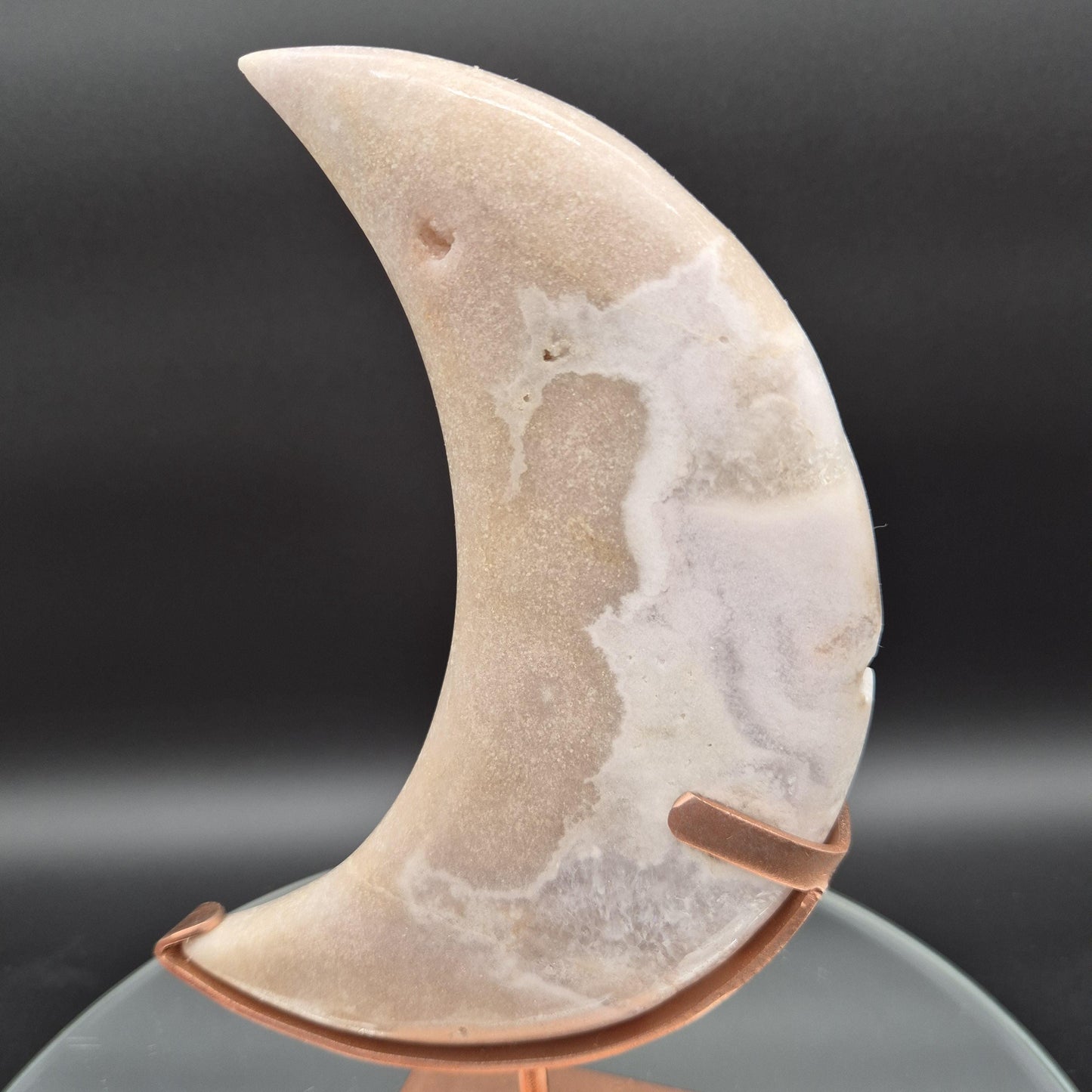 AAA+ Pink Amethyst Moon - Brazil - 2.29 lbs - 10 x 5.5in - Hand Carved Crystal Crescent - Rare Pastel Amethyst Decor Crystal Hoarder