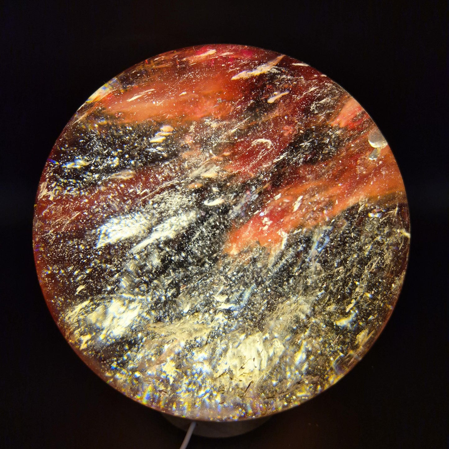 Huge AAA+ Red Smelt Quartz Sphere - 22.1 lbs - 7" (178mm) - Man Made Polished Crystal Ball - Optional Light Base - Statement Display