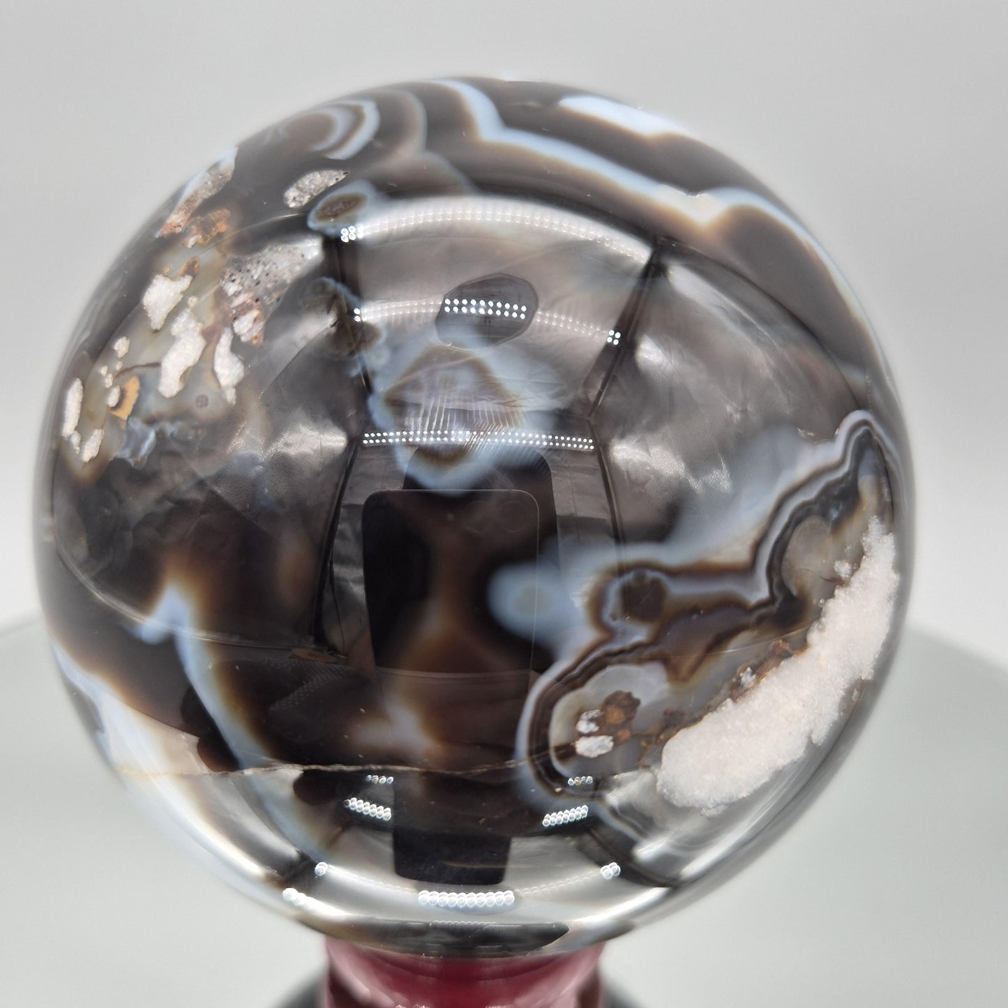 Super High Quality Black Agate Sphere – Polished Collector Crystal Sphere Crystal Hoarder