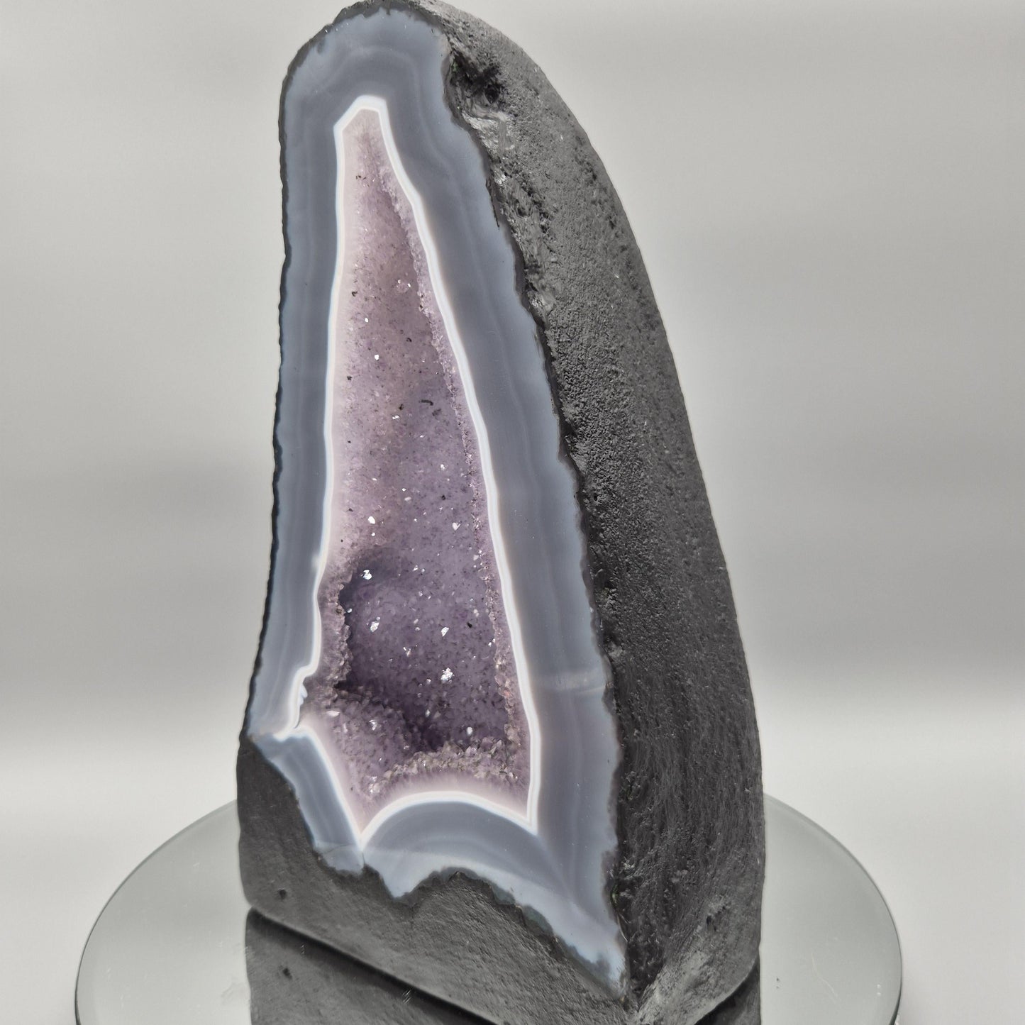 AAA+ Druzy Amethyst Cathedral with Blue Banded Agate | Brazil Amethyst Geode | Large Statement Crystal | Collector Specimen | 19.02 lb Crystal Hoarder