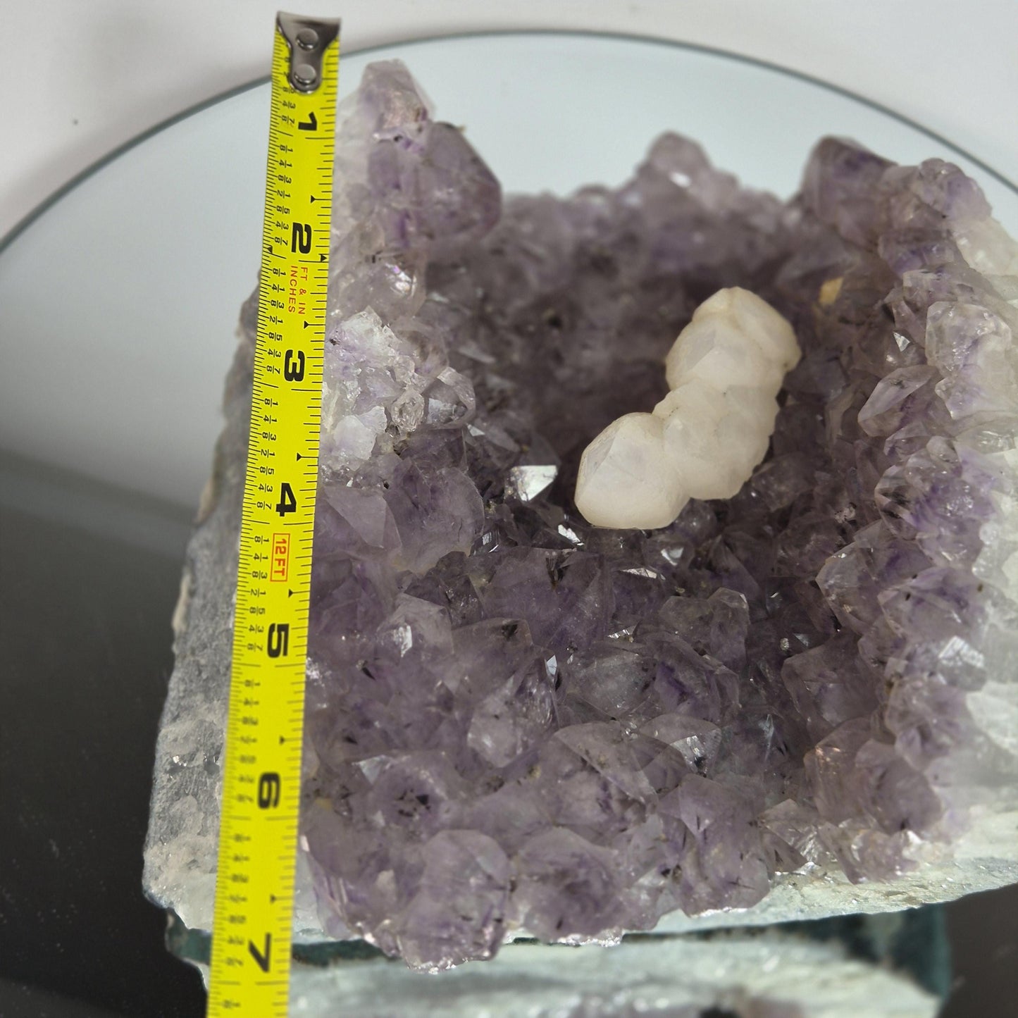 Super Rare White Mountain Calcite Points on Amethyst Cluster with Sugar Calcite Crystal Hoarder