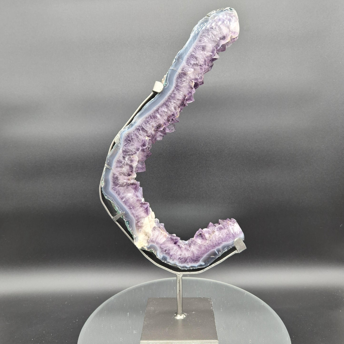 AAA+ Amethyst Half Portal with Sugar Amethyst UV Reactive Calcite Brazil 4.7 lbs 17x8x1.5 Statement Crystal Crystal Hoarder
