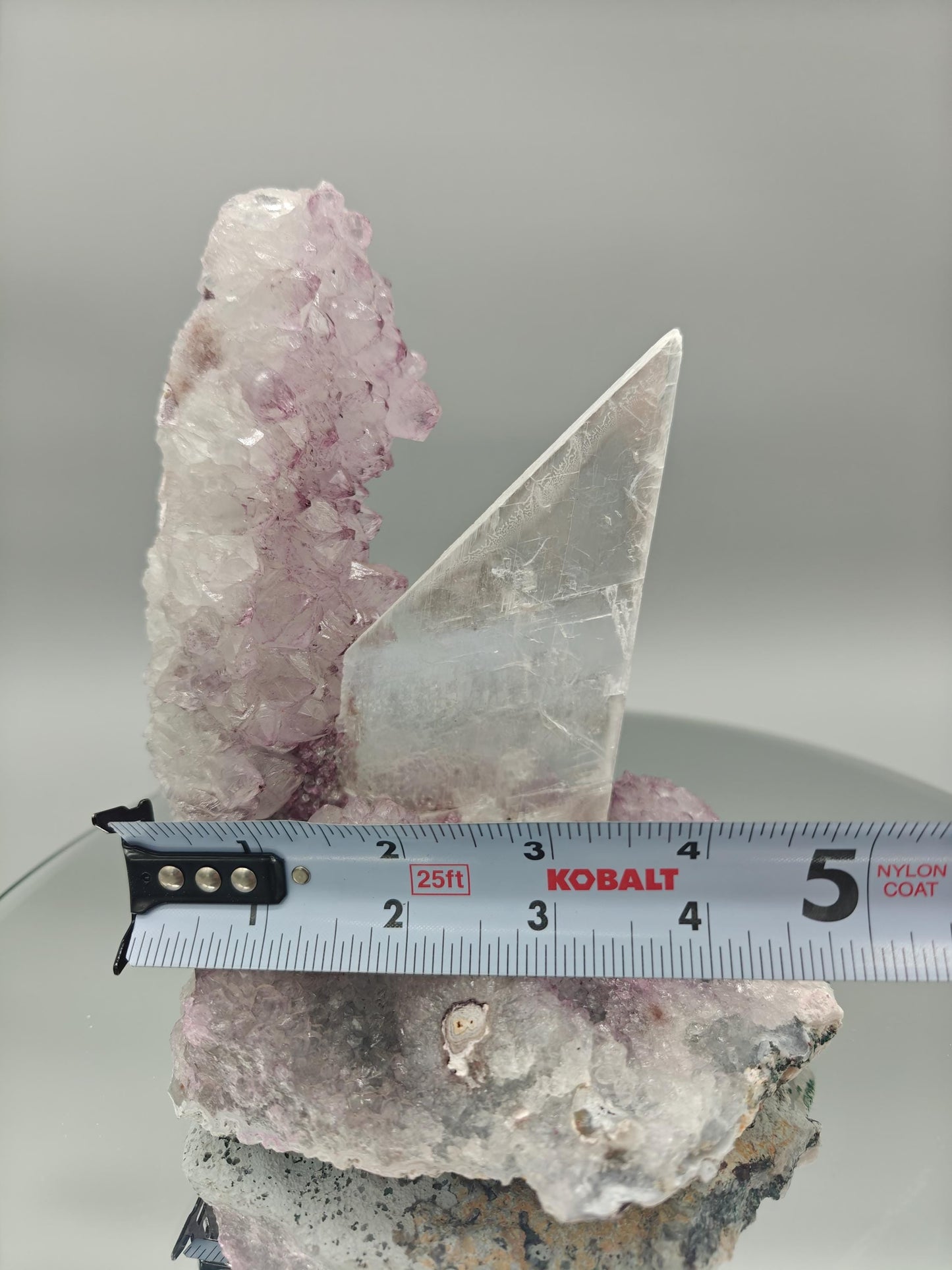 Zeolite Amethyst Flower with Selenite Sculpture - Brazilian Crystal Specimen - Natural Mineral Display - 6.5in Tall Statement Piece Crystal Hoarder
