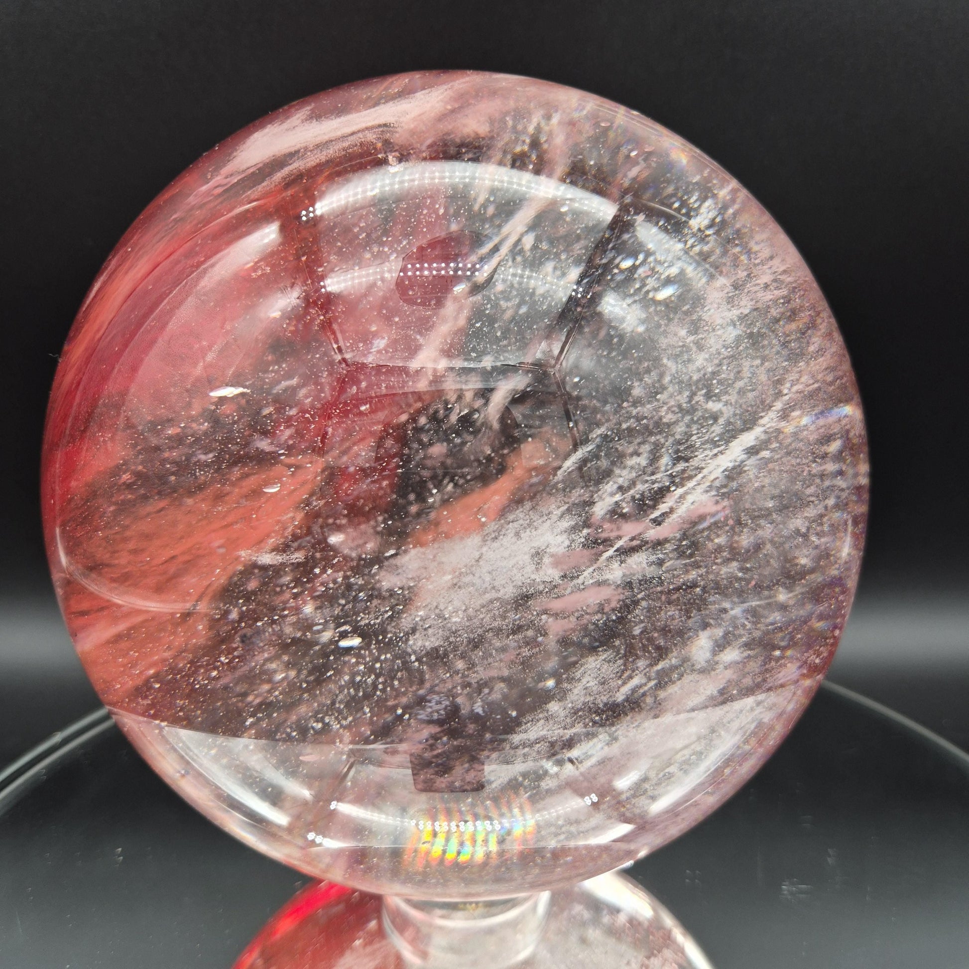 12.65 lbs - 6.5in (165mm) Huge AAA+ Red Smelt Quartz Sphere  Crystal Ball - Deep Red Glass Sphere - Optional LED Light Base Crystal Hoarder