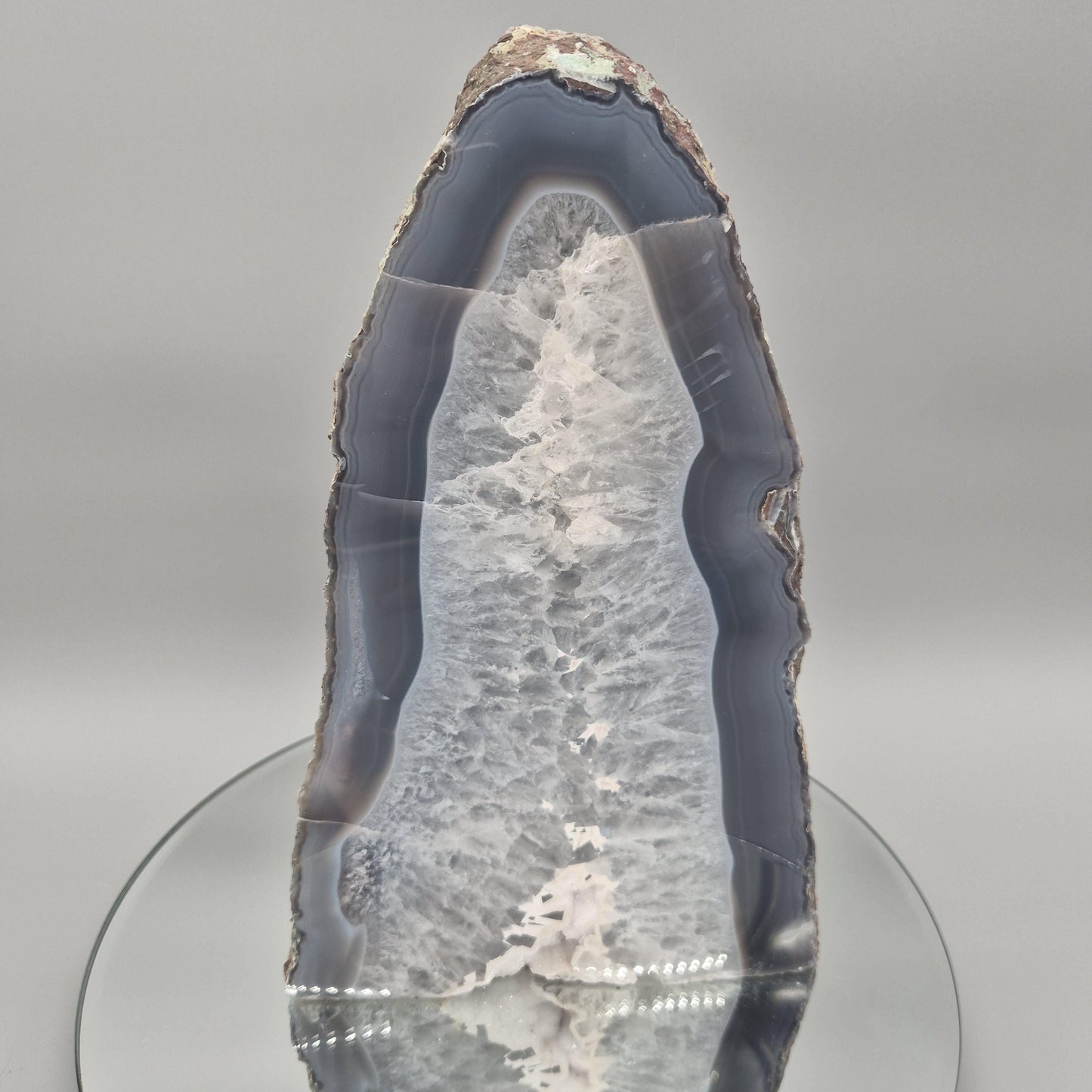 AAA+ Blue Banded Agate Cathedral with Druzy - 11.5 x 7in, 10.48 lbs - Brazil Crystal Hoarder