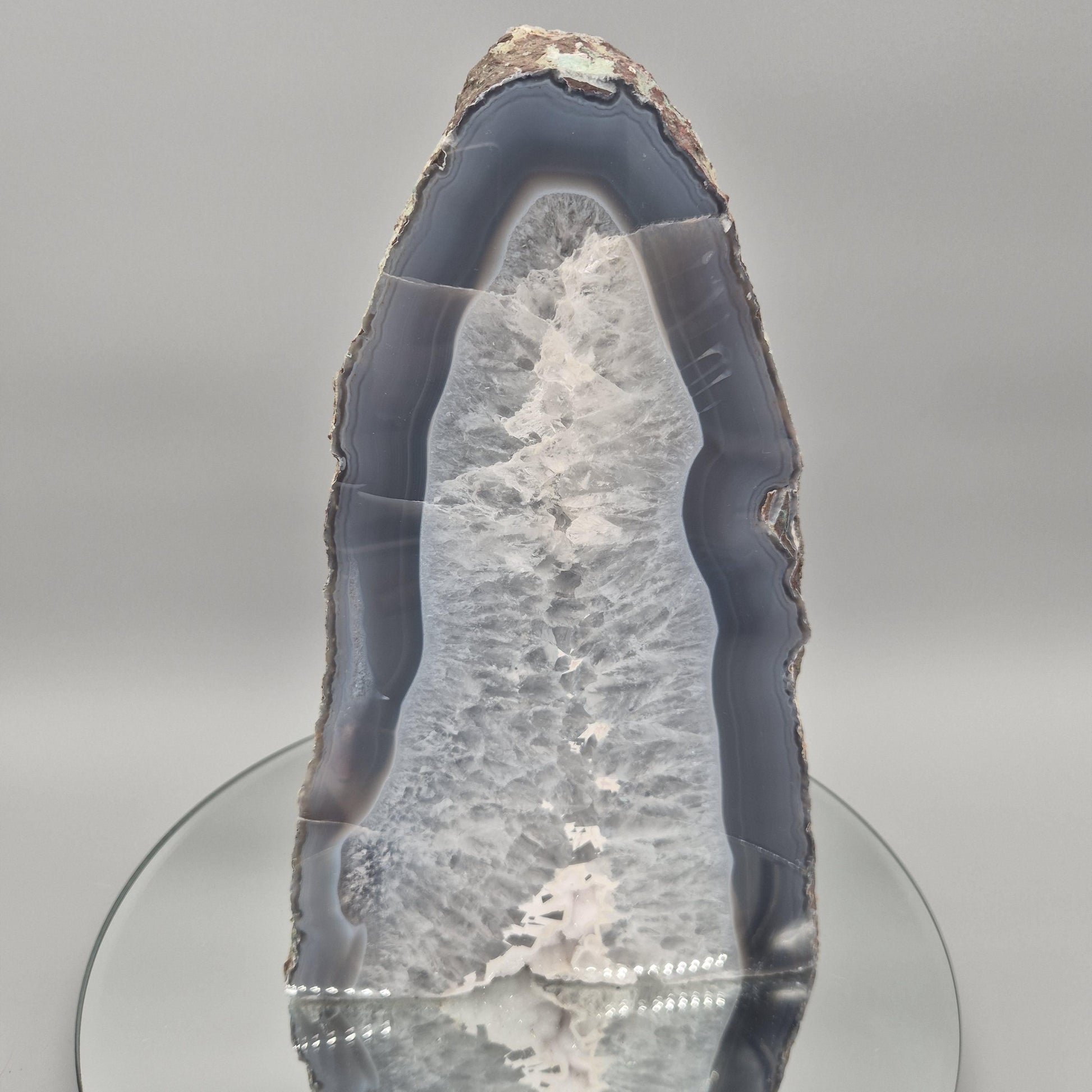 AAA+ Blue Banded Agate Cathedral with Druzy - 11.5 x 7in, 10.48 lbs - Brazil Crystal Hoarder