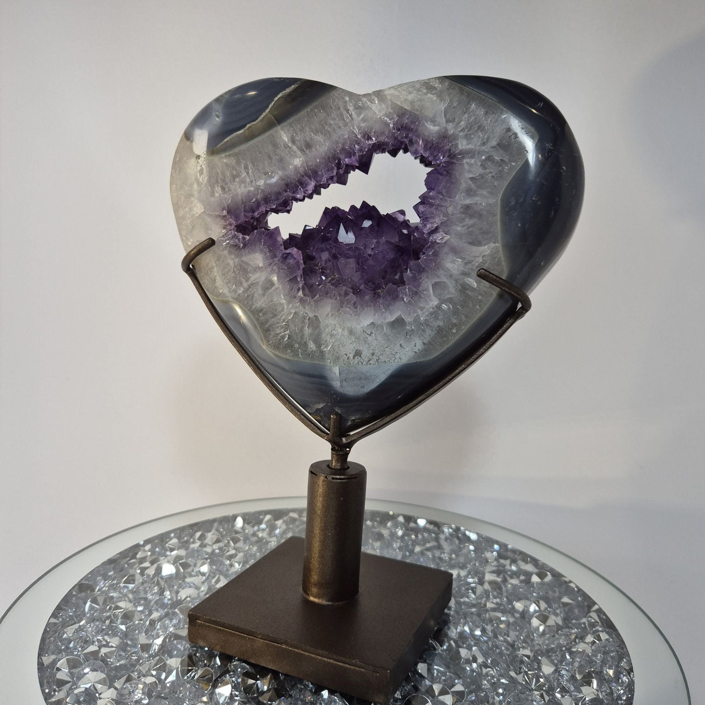 Amethyst Heart with Blue Banded Crystal Hoarder