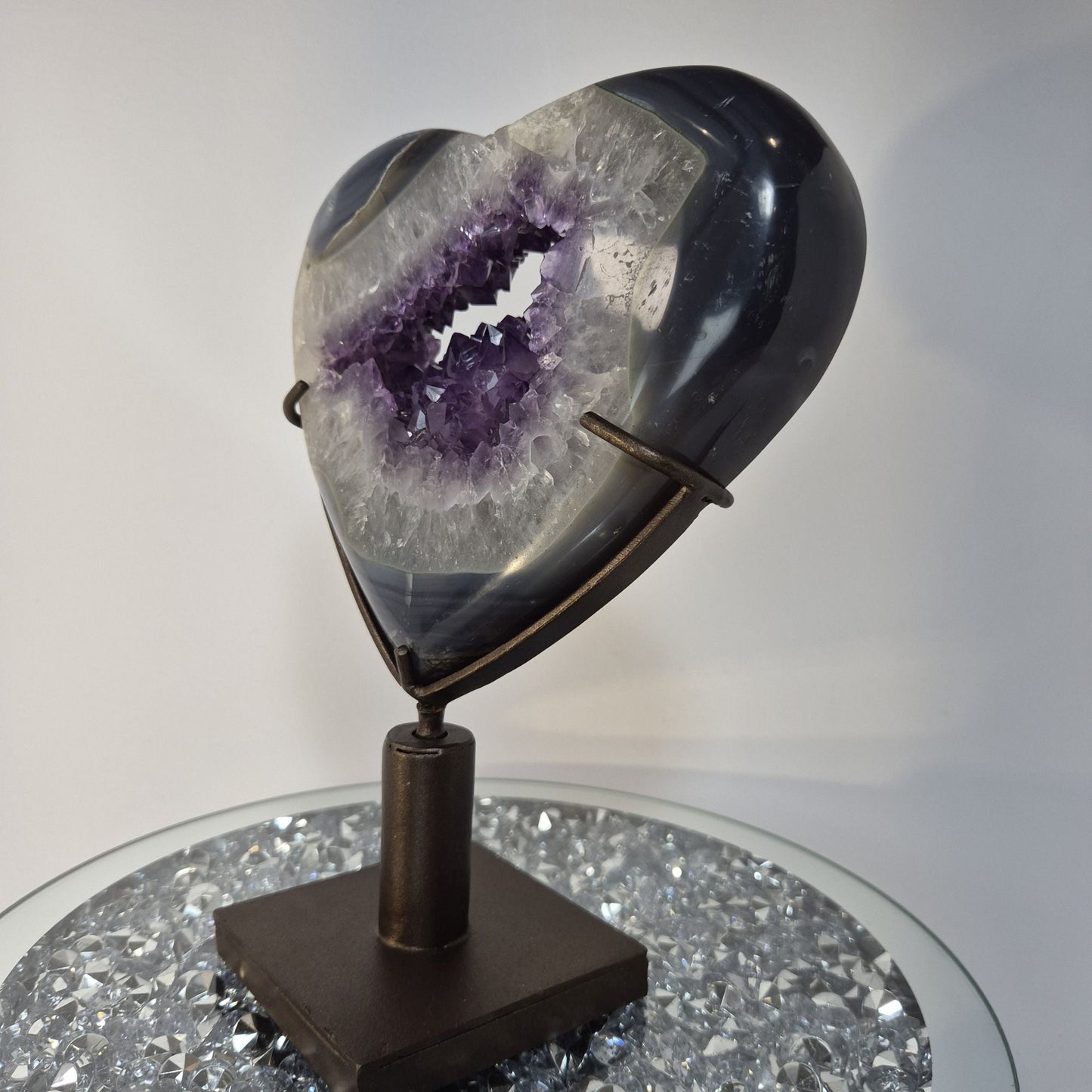 Amethyst Heart with Blue Banded Crystal Hoarder