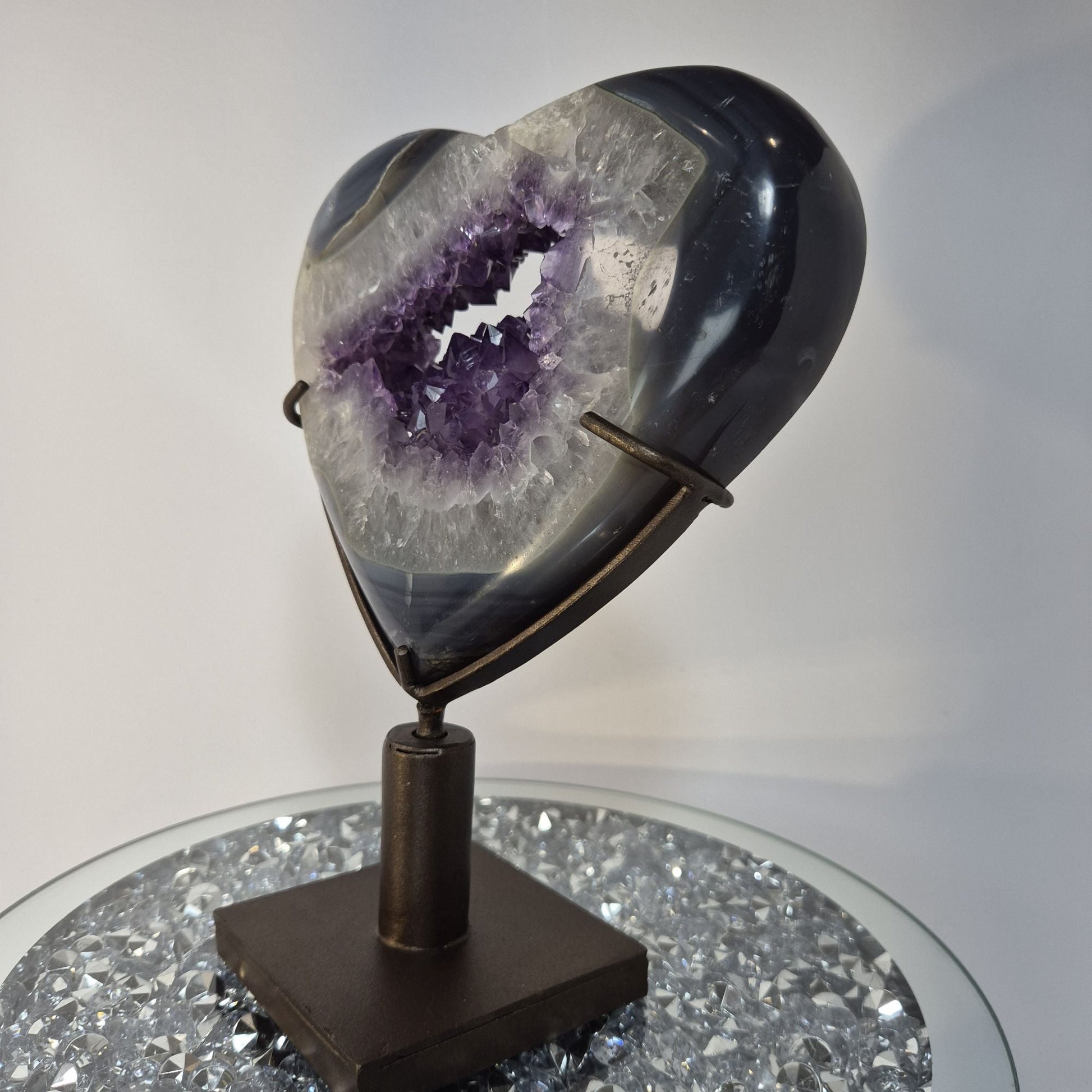 Amethyst Heart with Blue Banded Crystal Hoarder
