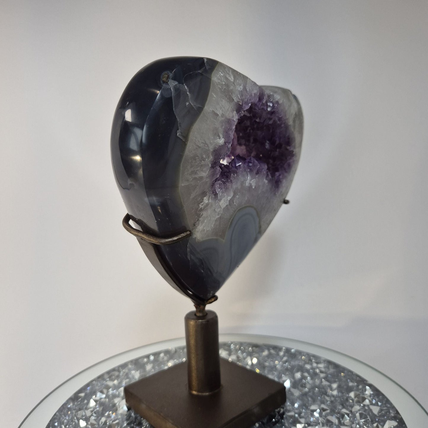 Amethyst Heart with Blue Banded Crystal Hoarder
