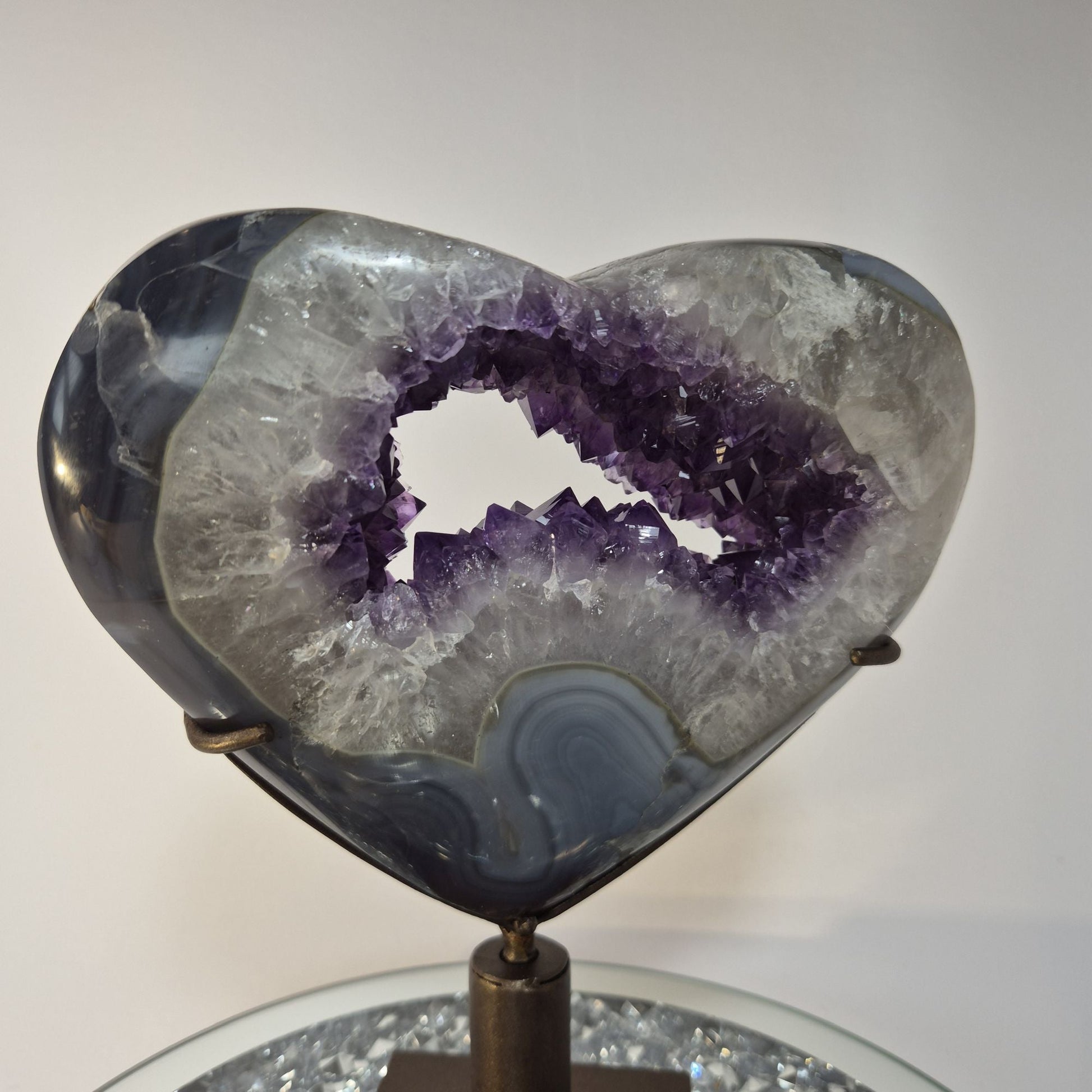 Amethyst Heart with Blue Banded Crystal Hoarder