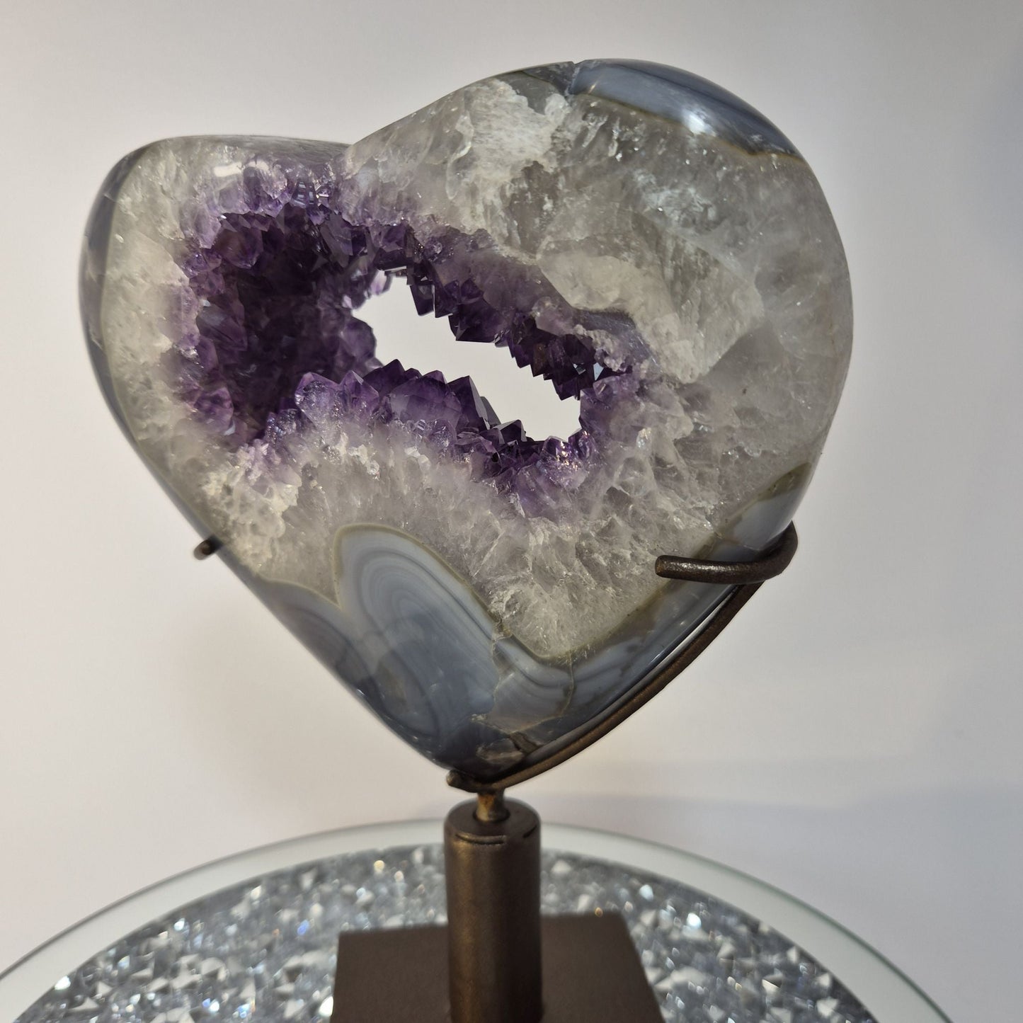 Amethyst Heart with Blue Banded Crystal Hoarder
