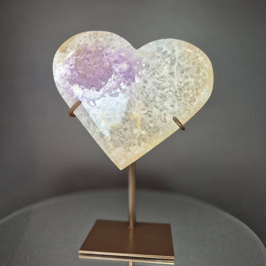 Druzy Amethyst with Agate Heart on Stand Crystal Hoarder
