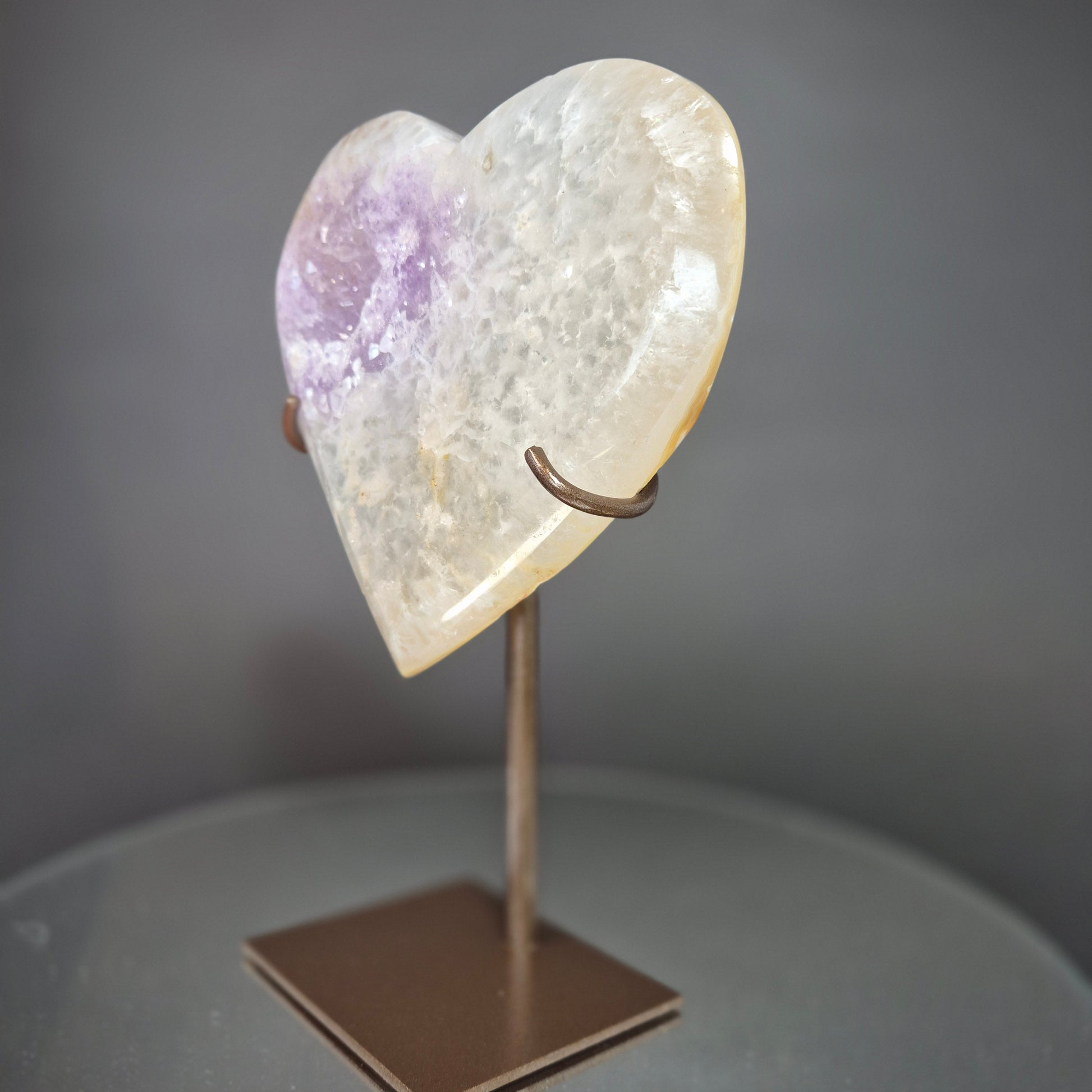 Druzy Amethyst with Agate Heart on Stand Crystal Hoarder